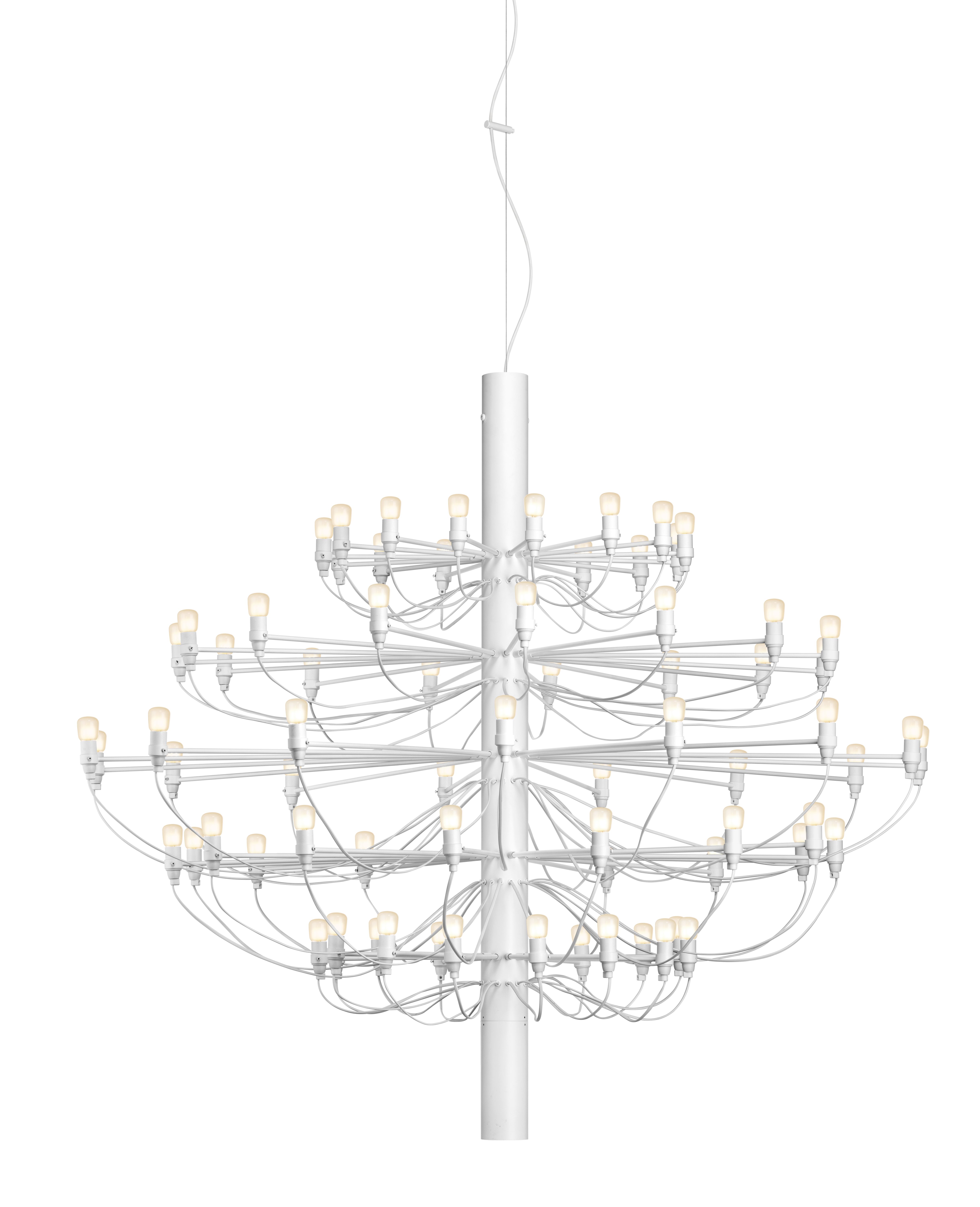 2097/75 Chandelier White with Frosted Bulbs Flos