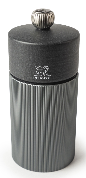Peugeot Line Pfeffermühle H 12 cm in Graphit und Carbon, modernes Design für Küche und Tisch.