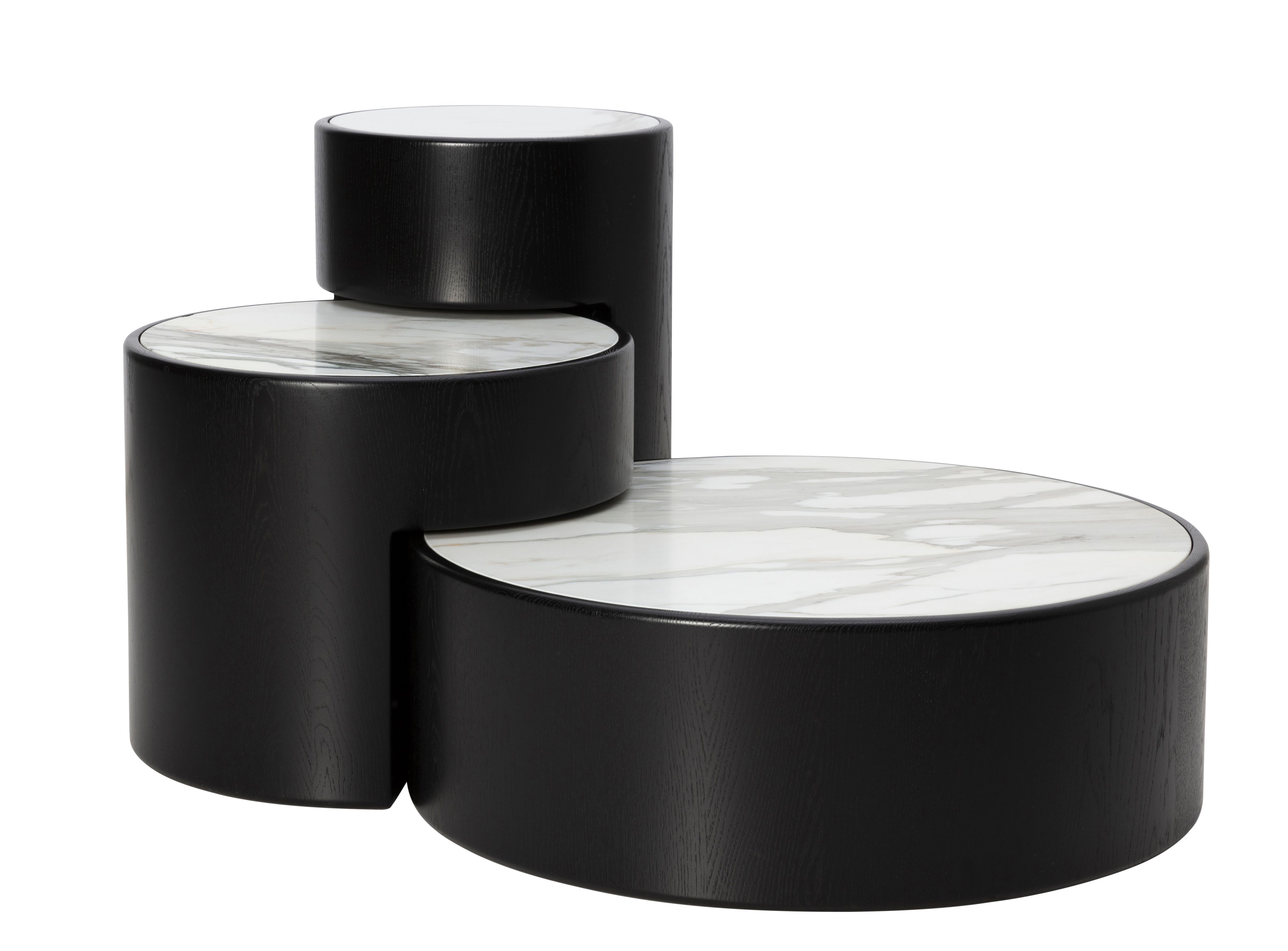 Levels Coffee Table Oak nature black - Calacatta marble PER/USE
