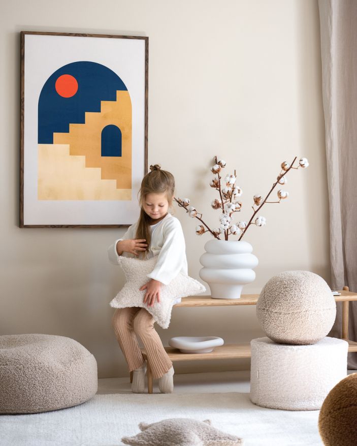 Children's star cushion Wigiwama cream white