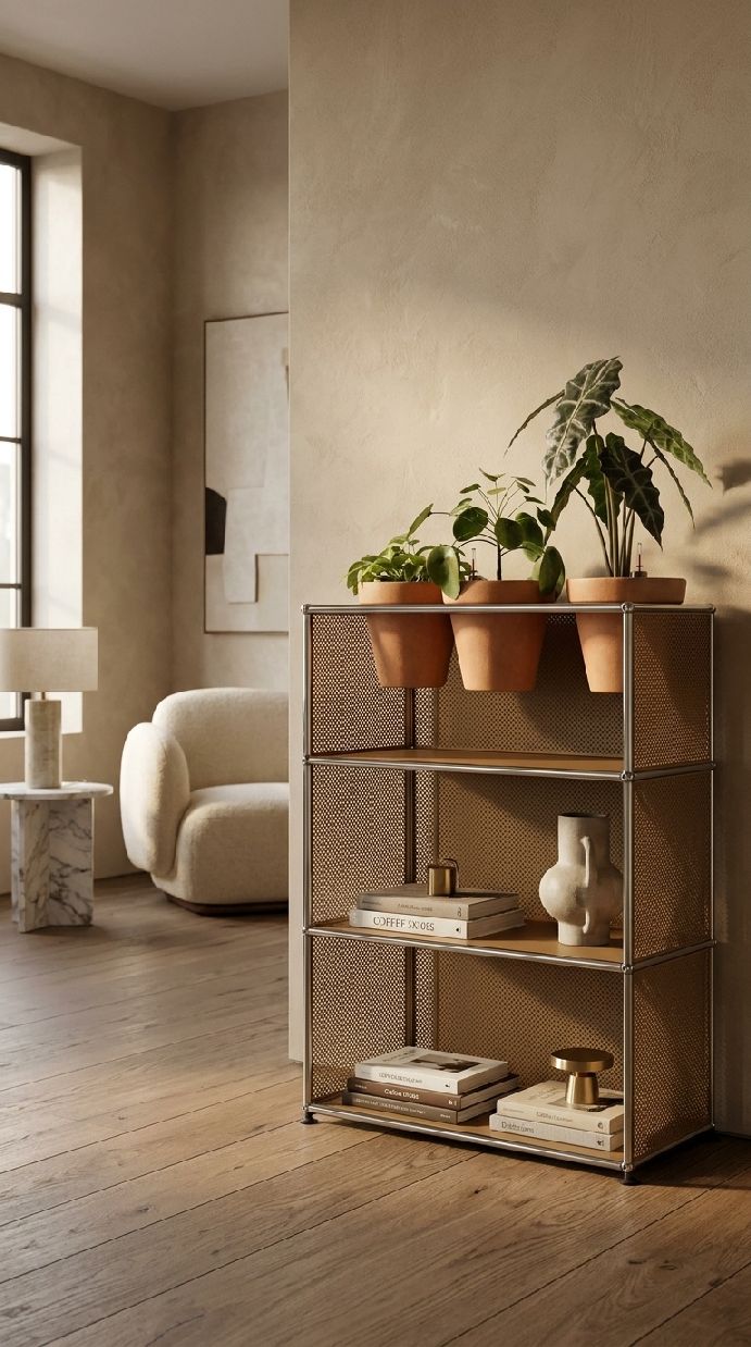 USM Haller Sideboard M56 with plant accessories Pure White