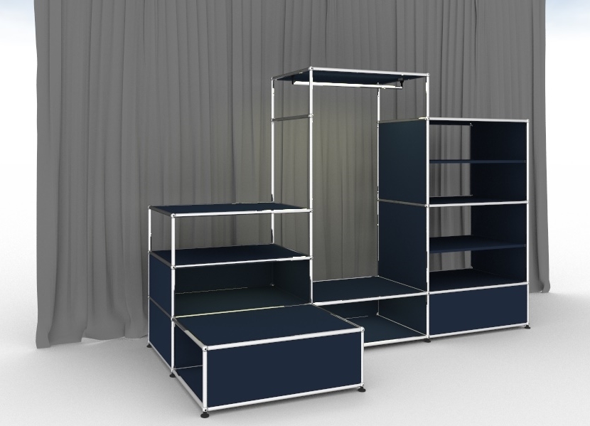 E Wardrobe illuminated steel blue USM Haller - QUICK SHIP