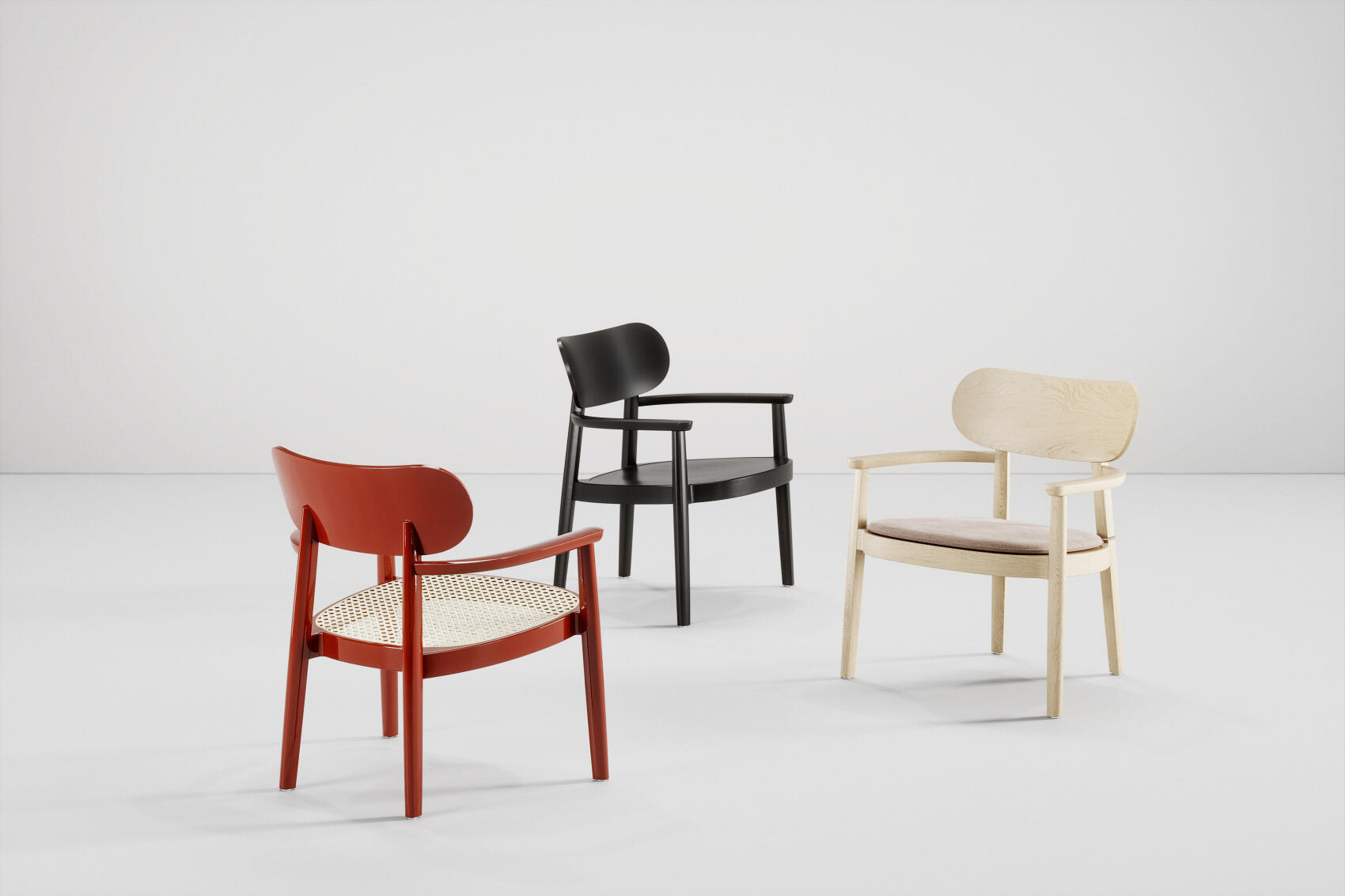 Wooden armchair with armrests 119 F high gloss Thonet
