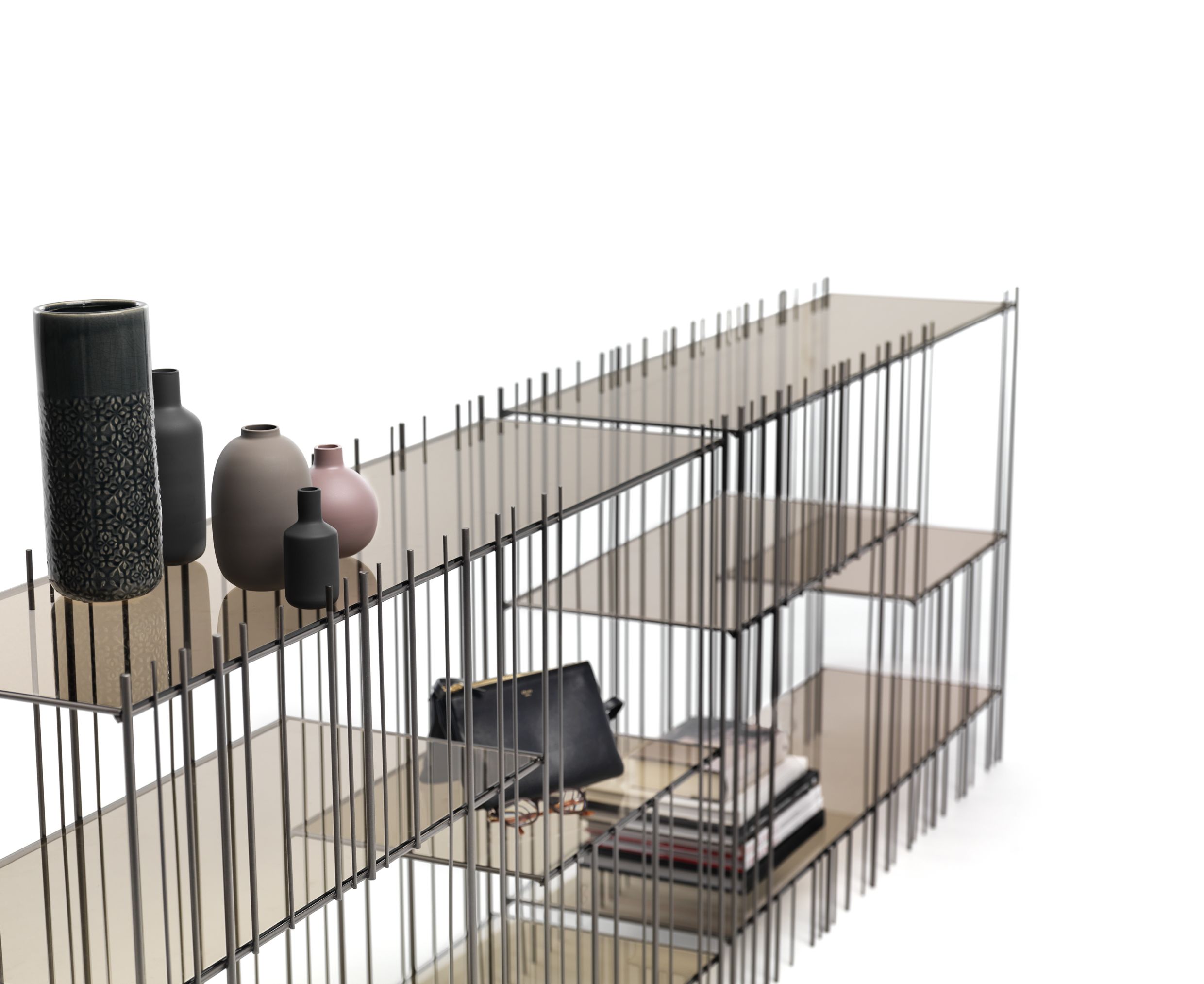 Metrica Console with 4 shelves in colour bronze Mogg