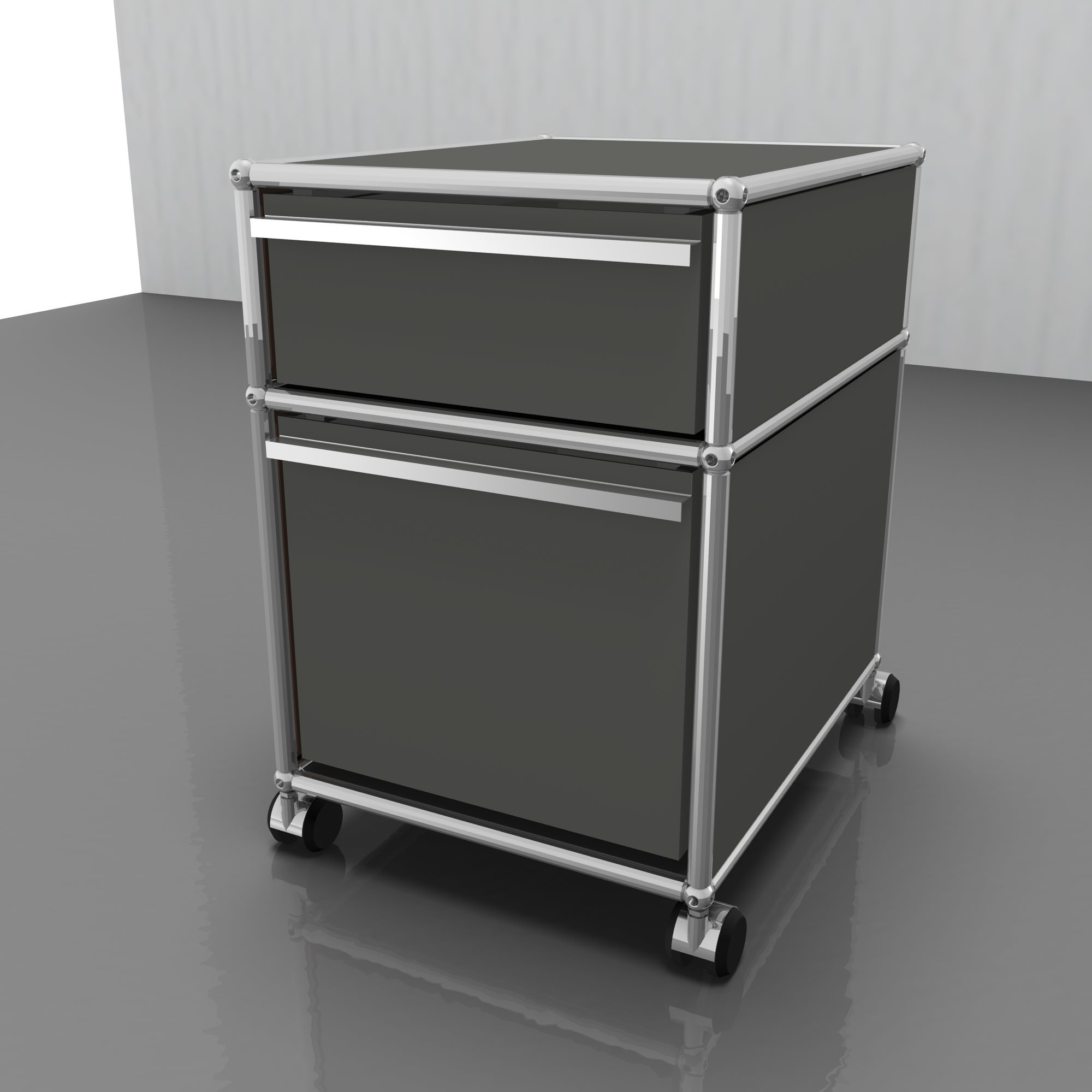 USM Haller Rollcontainer mit Hängeregistratur – mittelgrau