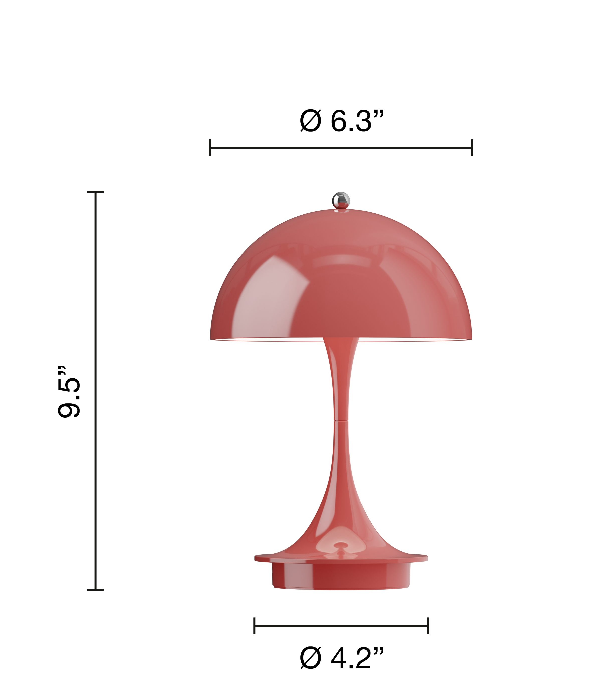 Panthella 160 Portable V3 rechargeable LED table lamp Indoor/Outdoor Louis Poulsen Opaque coral
