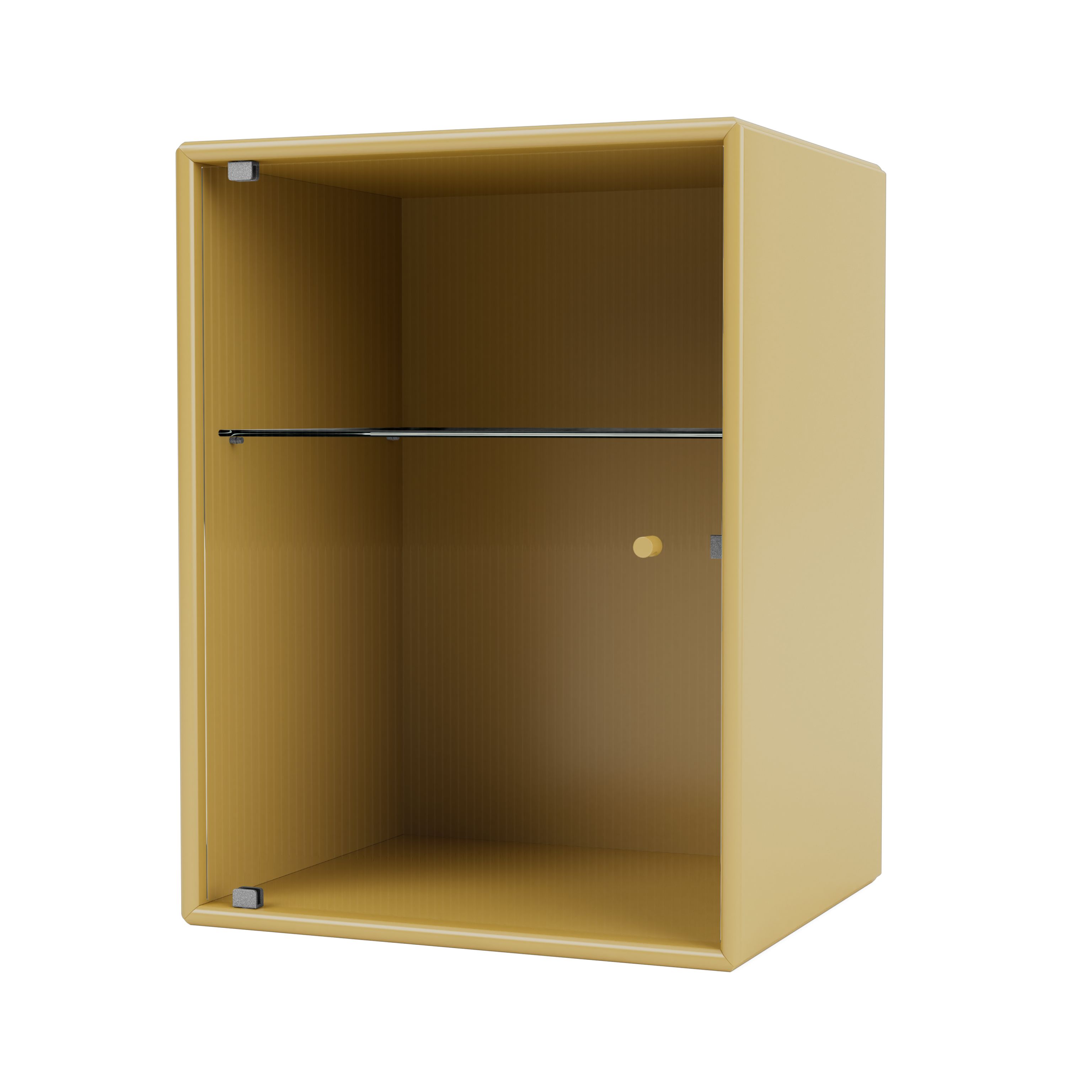 RIPPLE Montana Badezimmerschrank in Gold mit Glasablage für Badutensilien und Accessoires.