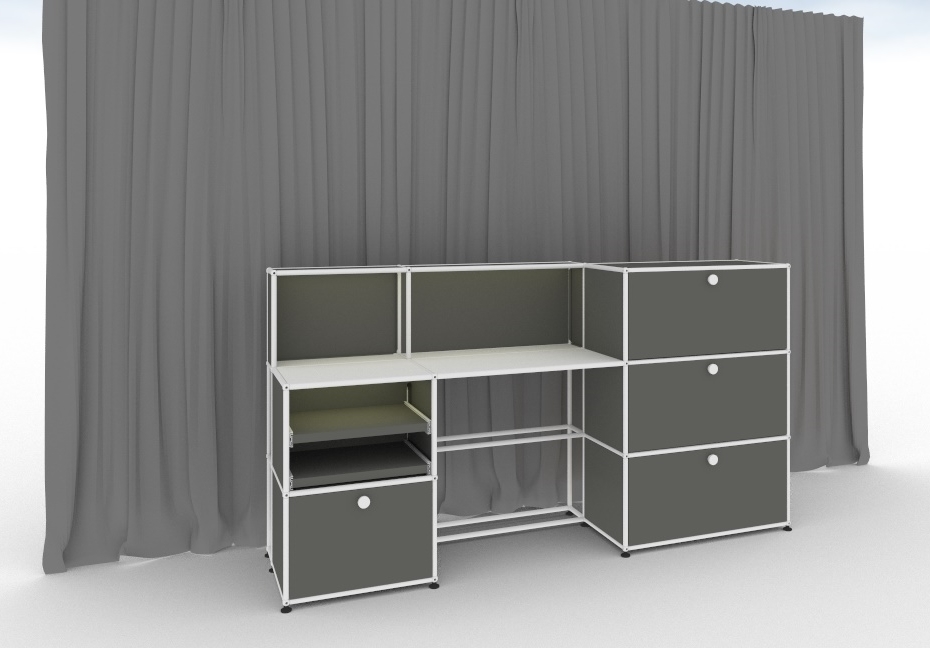 E worktable illuminated medium gray USM Haller
