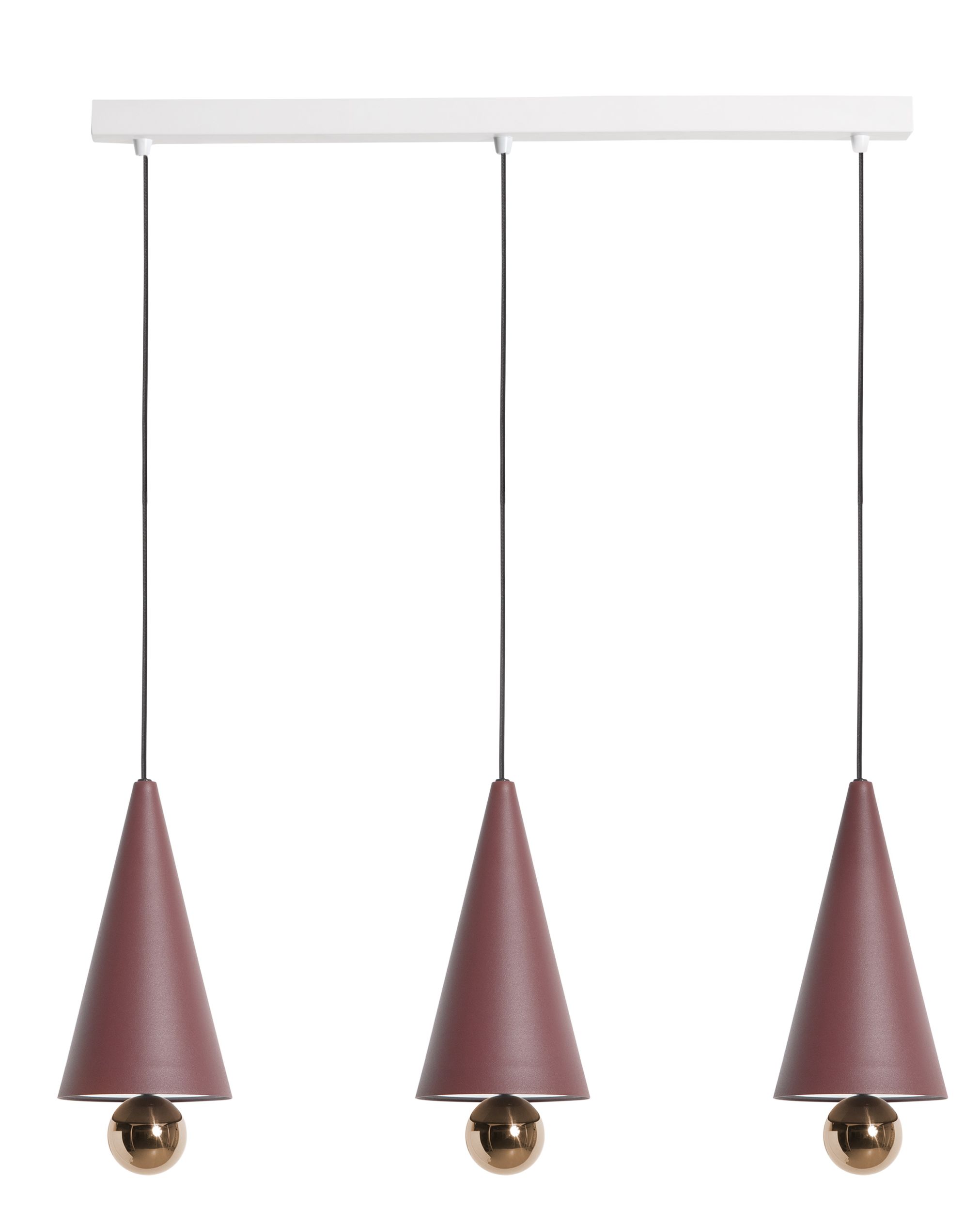 Cherry Pendant light Pendant light set of 3 Linear Petite Friture Brown red