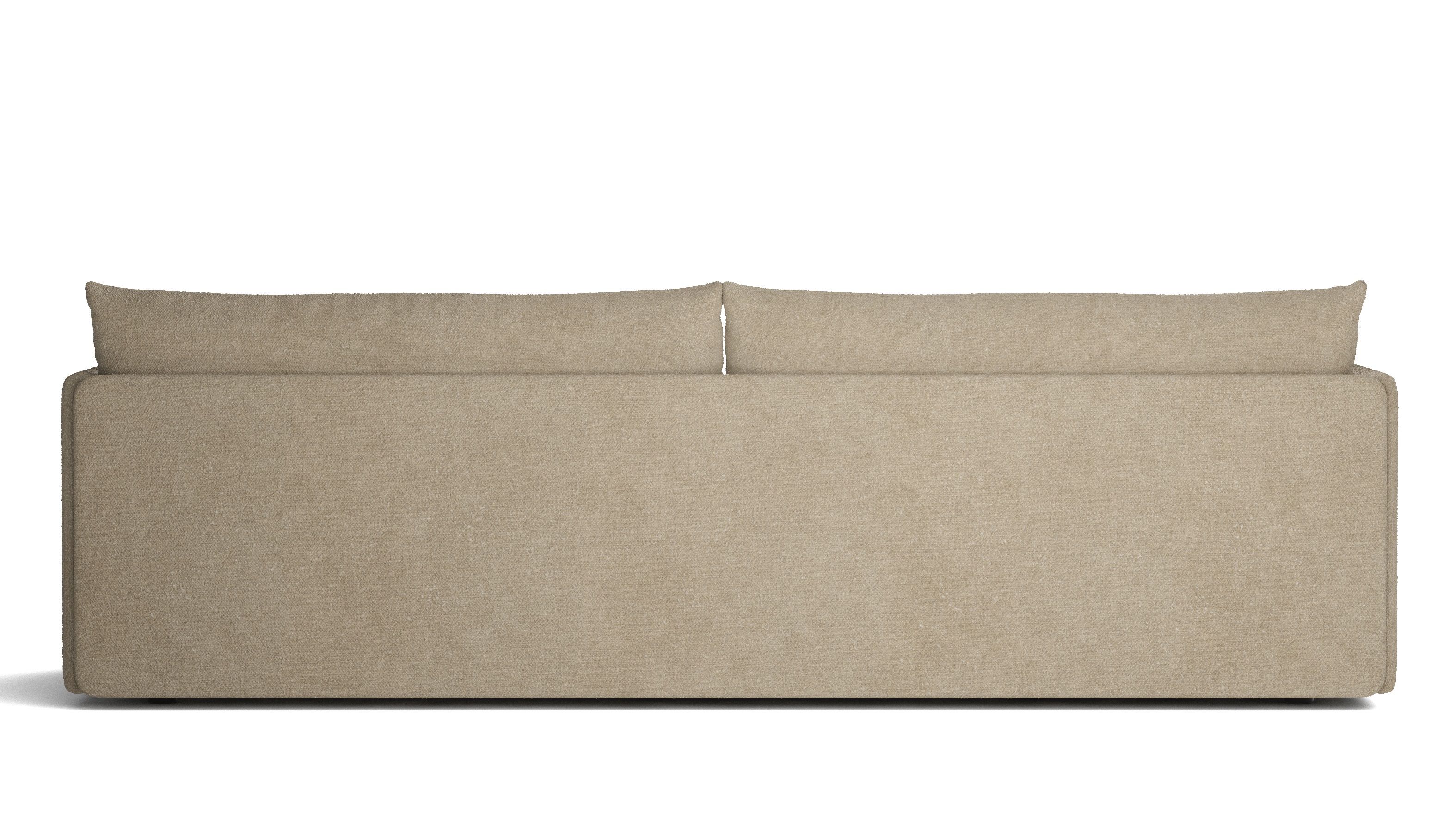 Rückansicht des Audo Copenhagen Offset Sofa 3-Sitzer in Beige, modernes Wohnzimmermöbel mit minimalistischem Design.