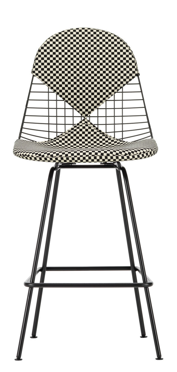 Eames Wire Bar Stool Medium with seat and back cushion Vitra  
