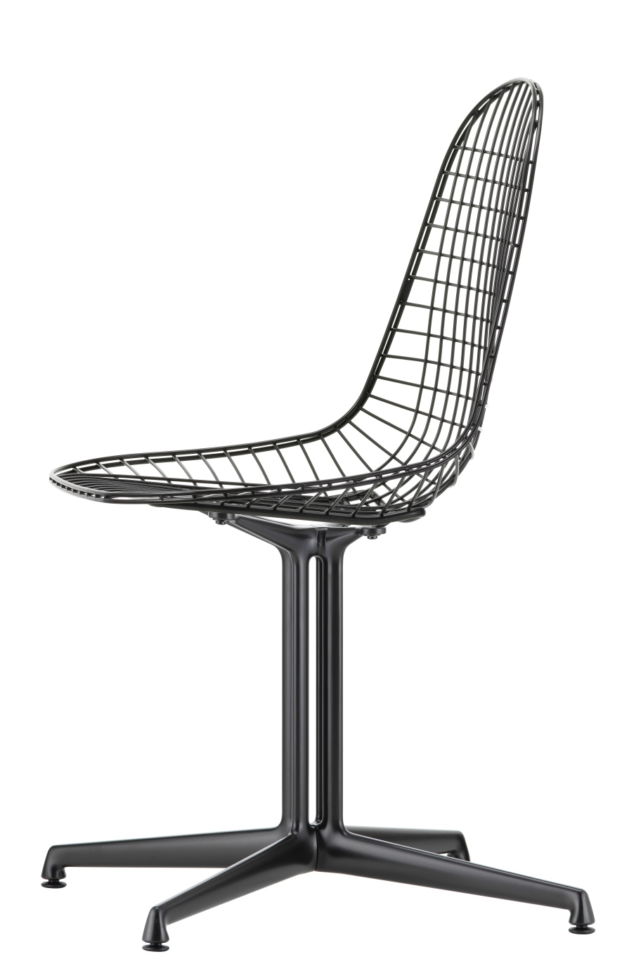 Schwarzer DKL Wire Chair Stuhl von Vitra, ungepolstert, aus Drahtgeflecht mit filigranem Untergestell.
