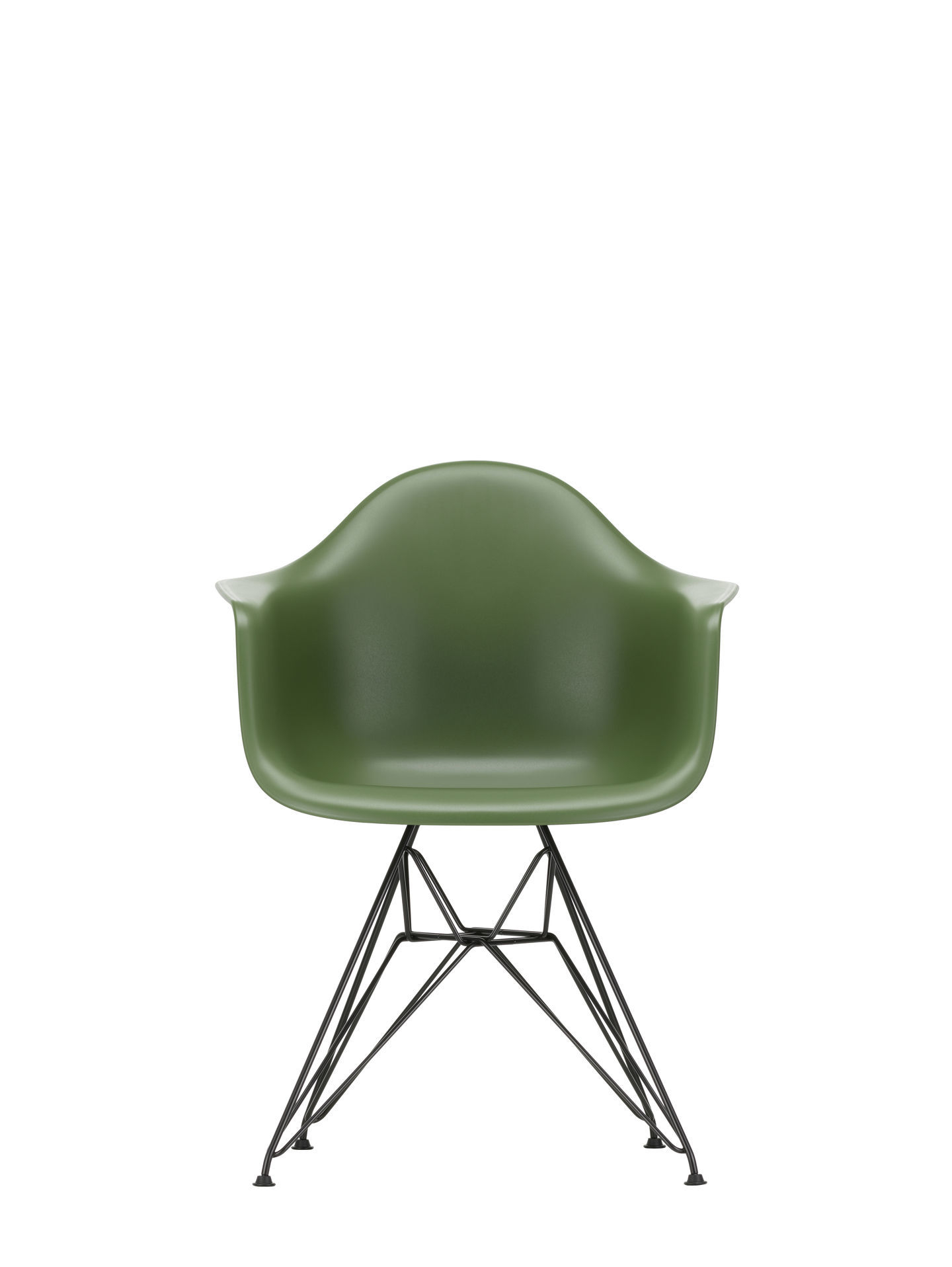 Eames Plastic Arm Chair DAR Stuhl von Vitra in Kieselstein mit verchromtem Gestell.