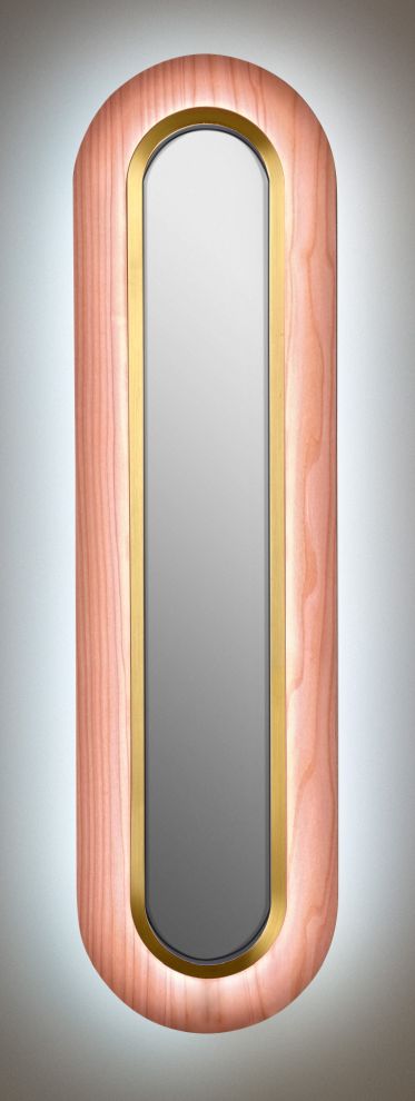 Lens LED Wall Lamp Superoval Metal Ring in Gold Pale Rose LZF Lamps