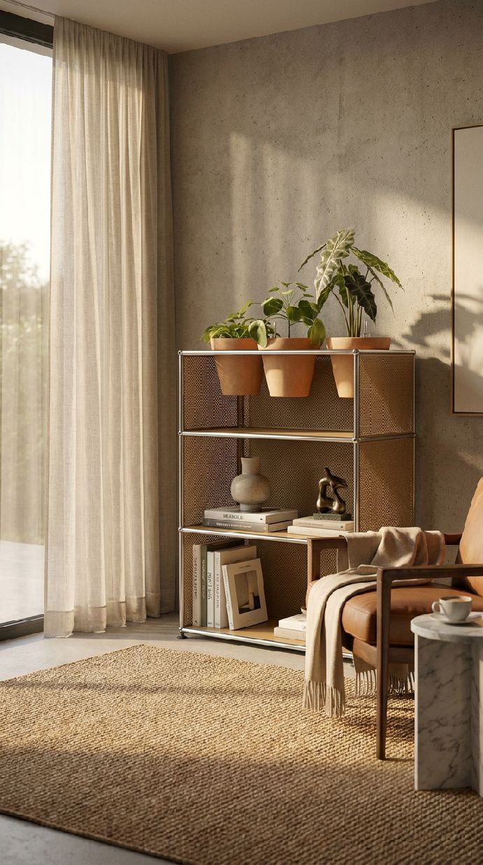 USM Haller Sideboard M56 with plant accessories Pure White
