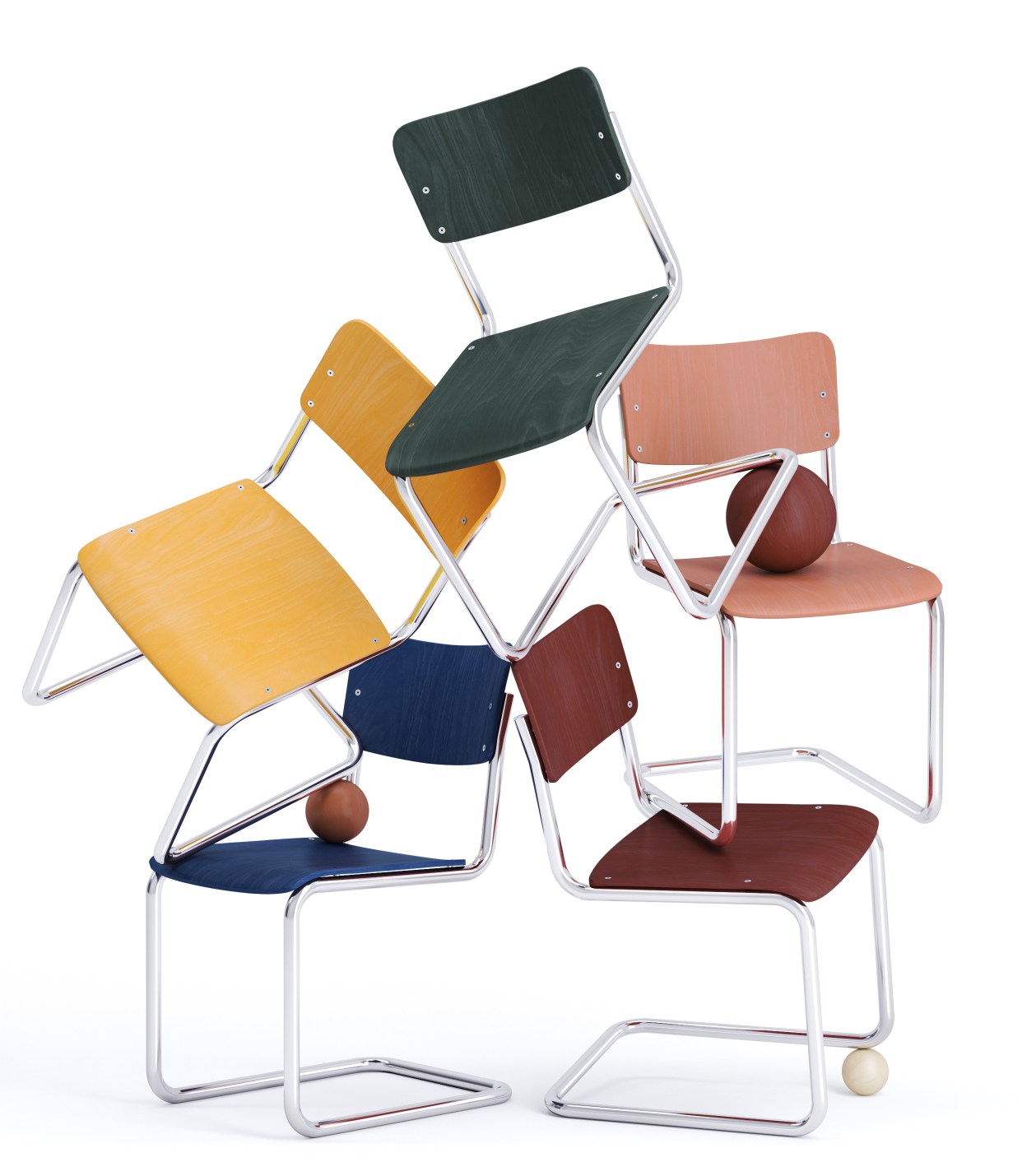 S 43 K Children's Chair Cantilever Thonet Amber yellow