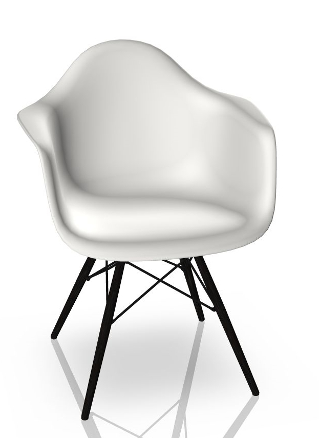 Eames Plastic Arm Chair DAW Chair Vitra Maple black - White