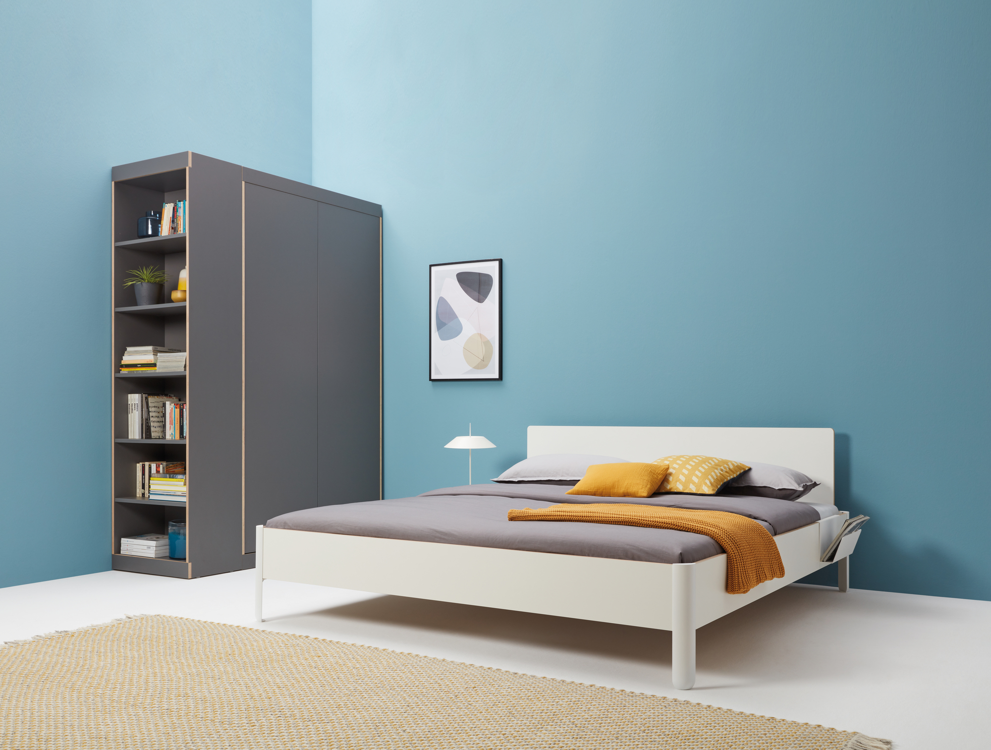 Nait Bed with headboard CPL white Müller Möbelwerkstätten