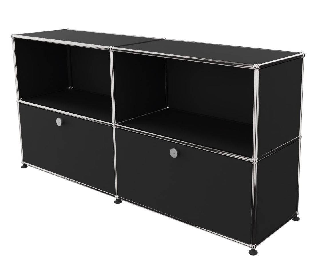 USM Haller Sideboard 2 Open / 2 Flaps Graphite black - FAST DELIVERY