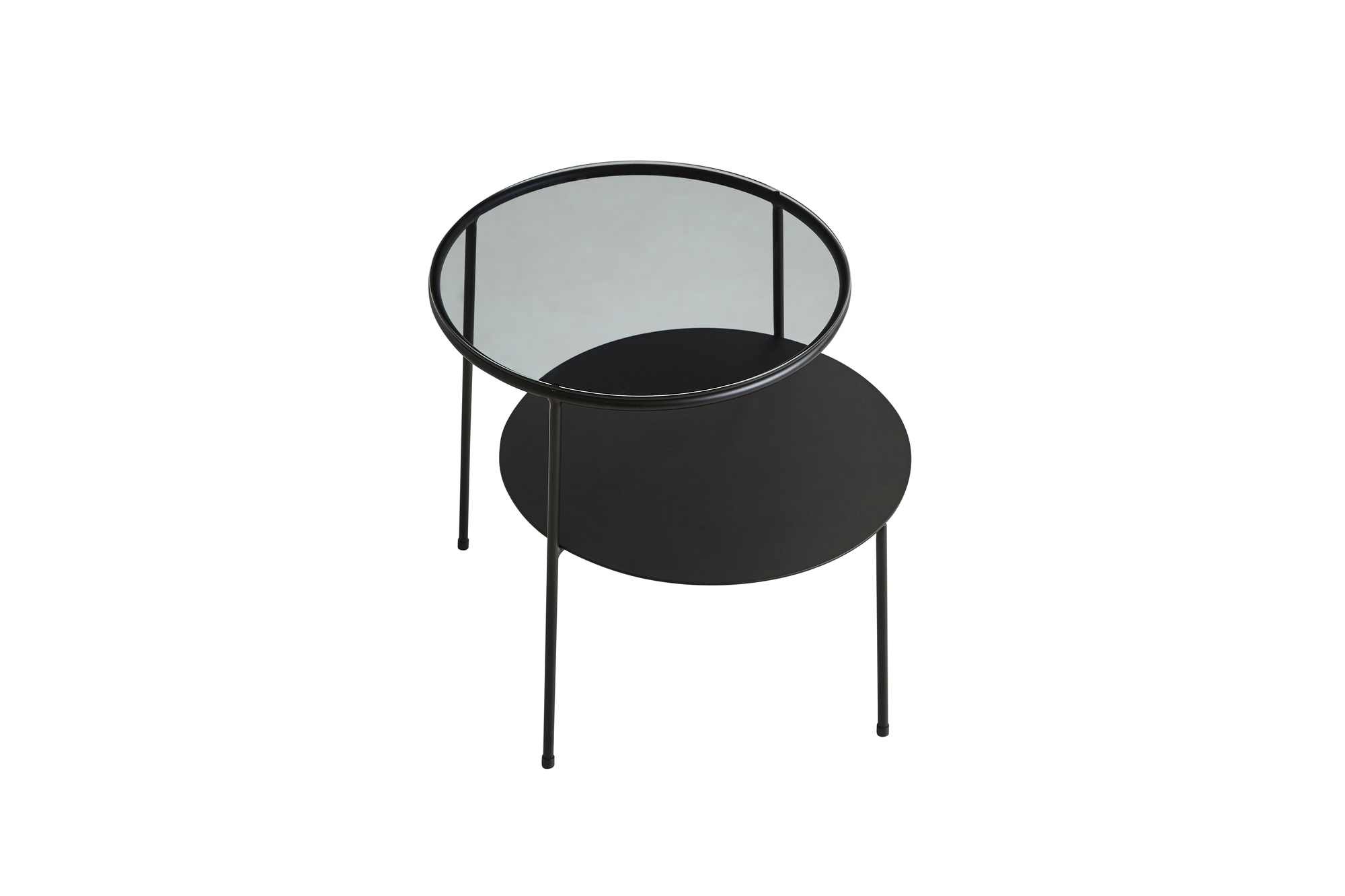 Duo Side Table Black with Dark Smoked Glass Woud