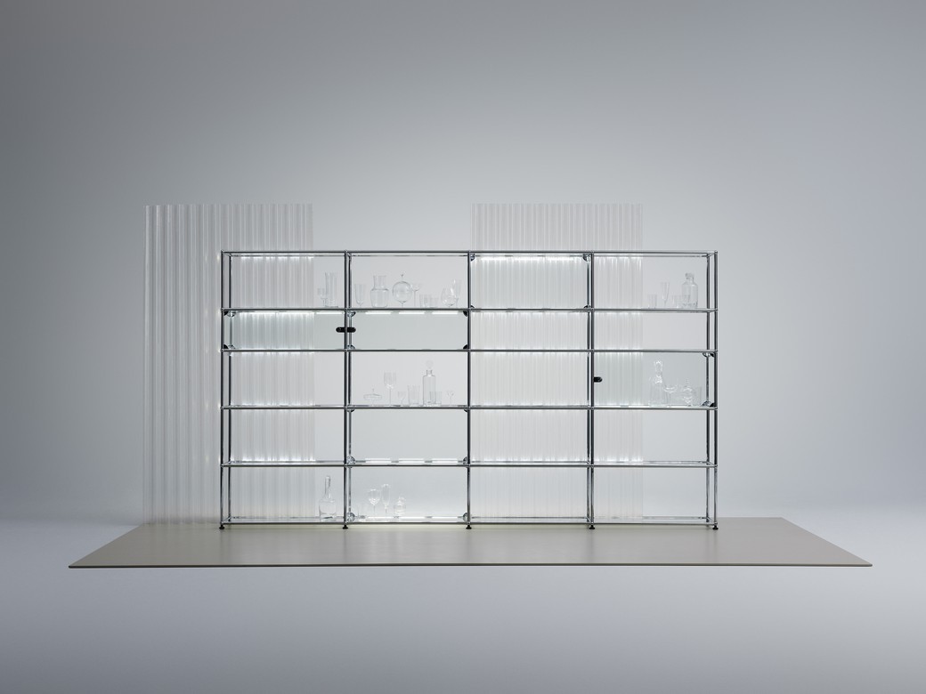 E Sideboard illuminated 9 drawers matt silver USM Haller – QUICK SHIP