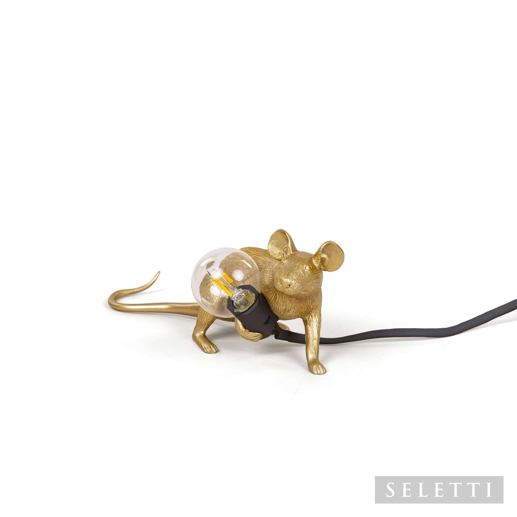 Mouse Lamp gold Lop with USB Seletti 
