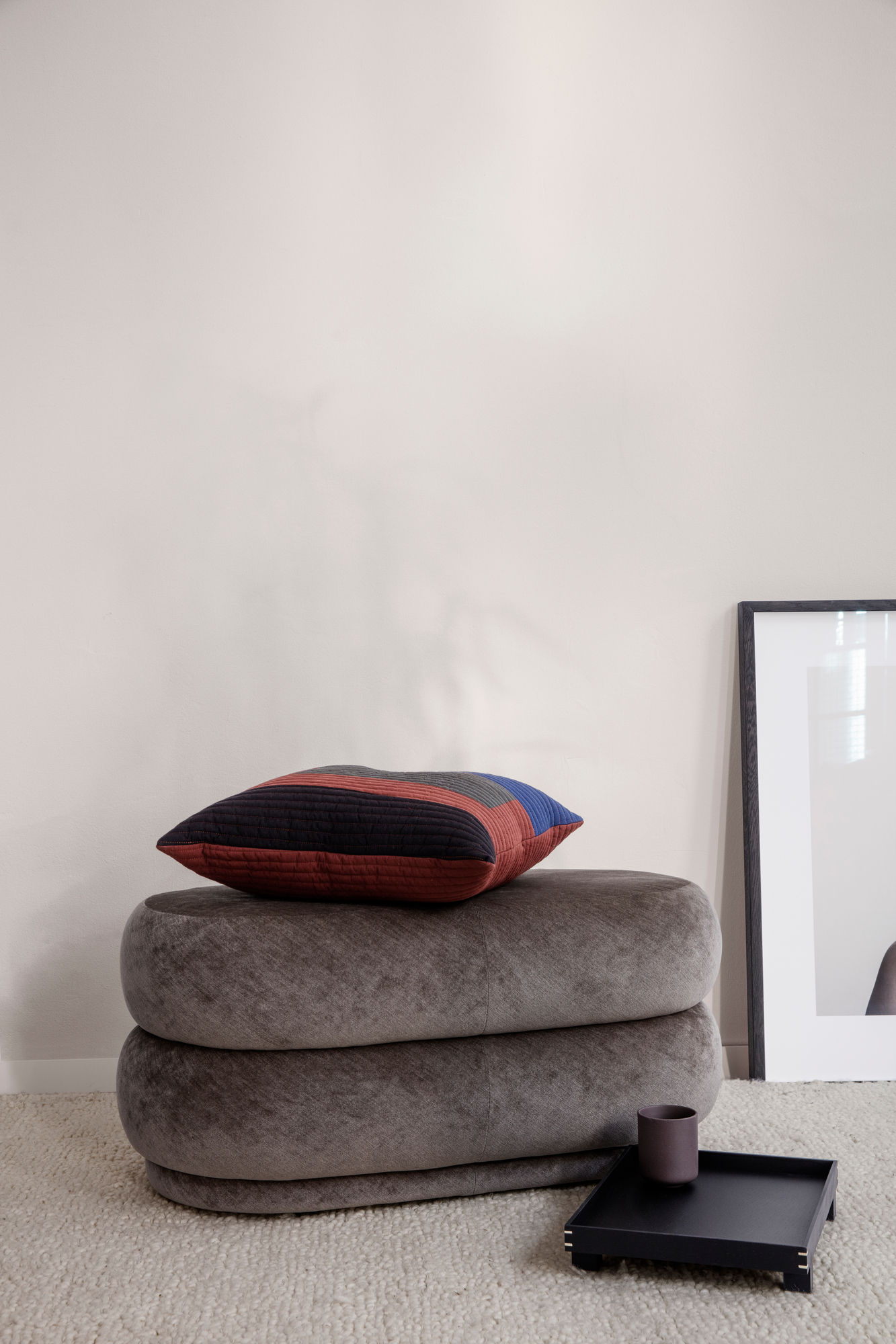 Pouf Oval Faded Velvet Stool Medium Ferm Living Forest