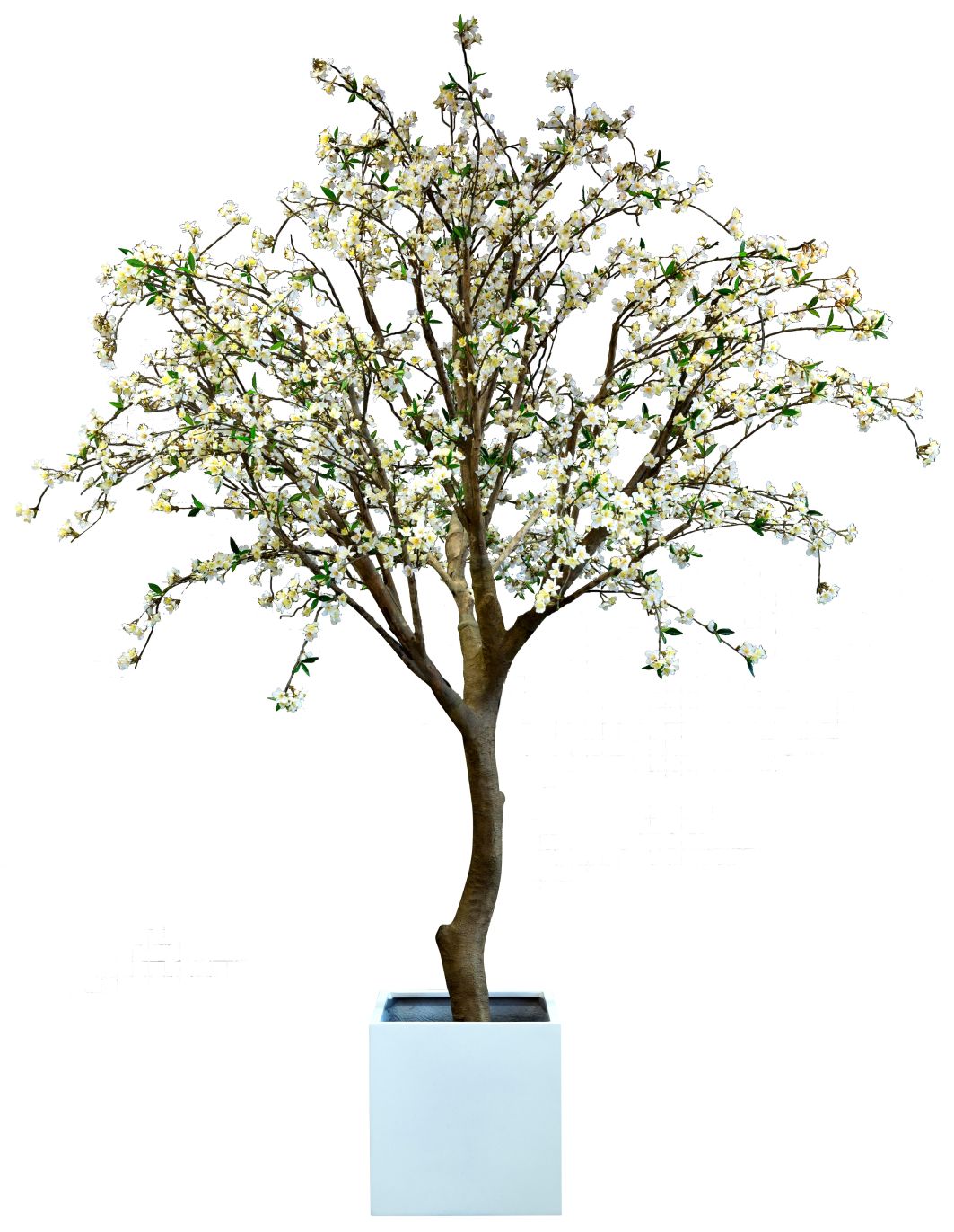 Kunstpflanze Kirschbaum mit blühenden Zweigen in modernem Topf. Ideal für dekorative Akzente.