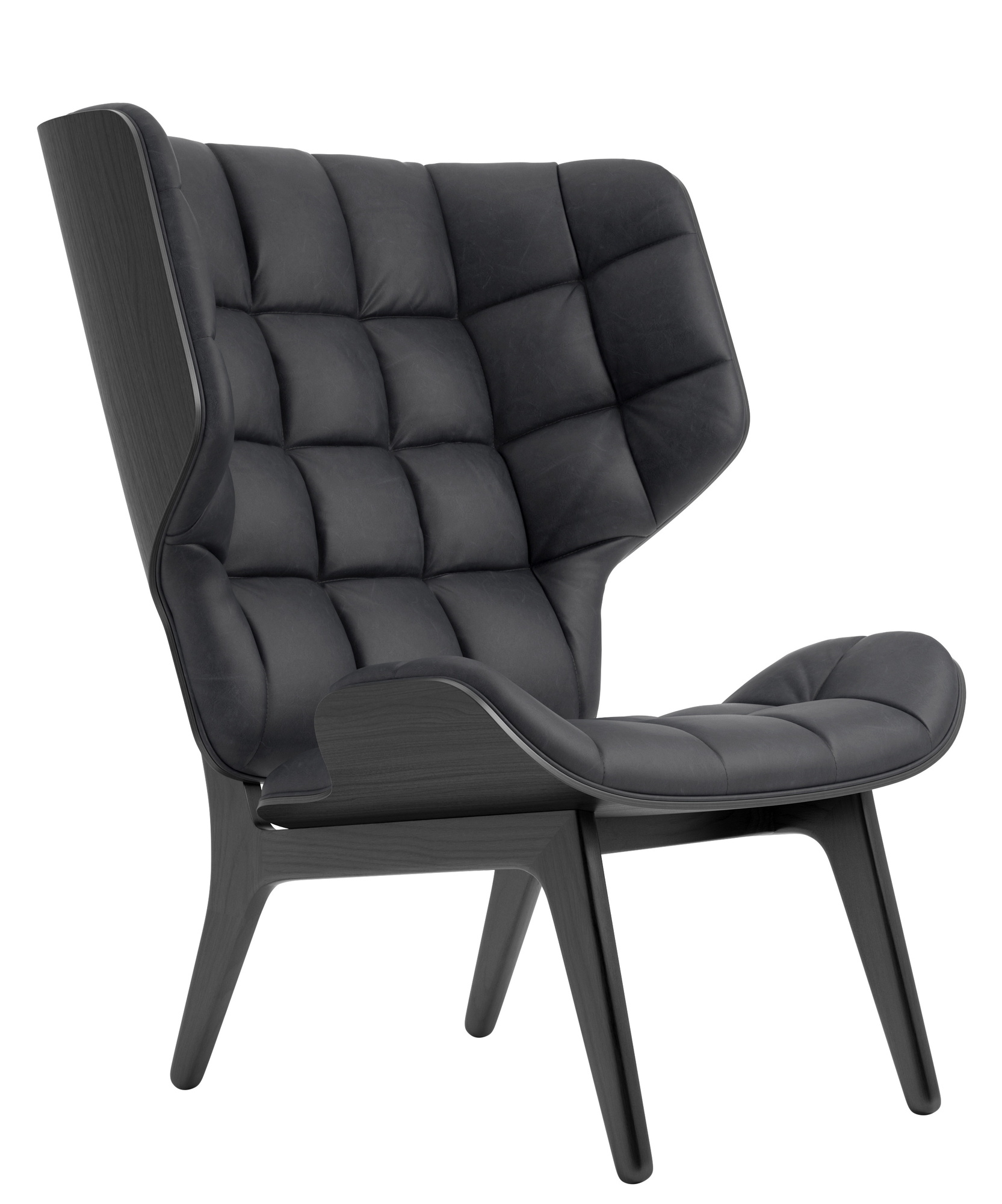 Mammoth Chair Sessel mit schwarzem Dunes Lederbezug und Eichenholzgestell von NORR11. Design Sessel.