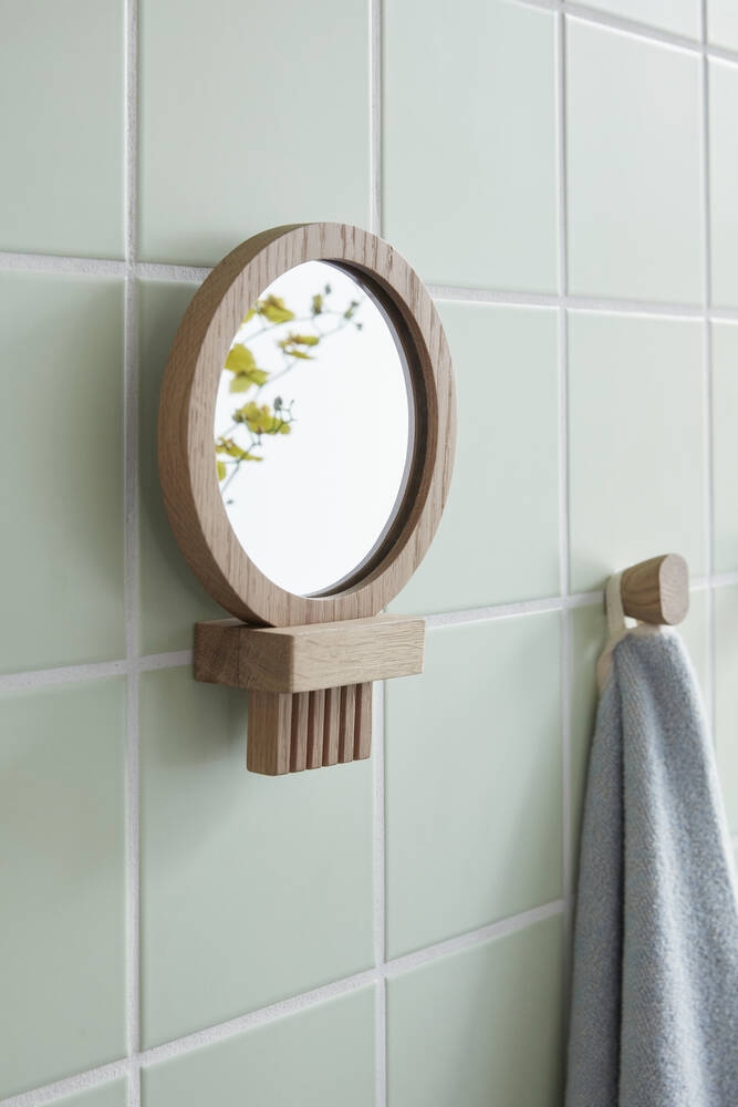 Wall mirror Oak Glass Hübsch Interior SINGLE PIECES