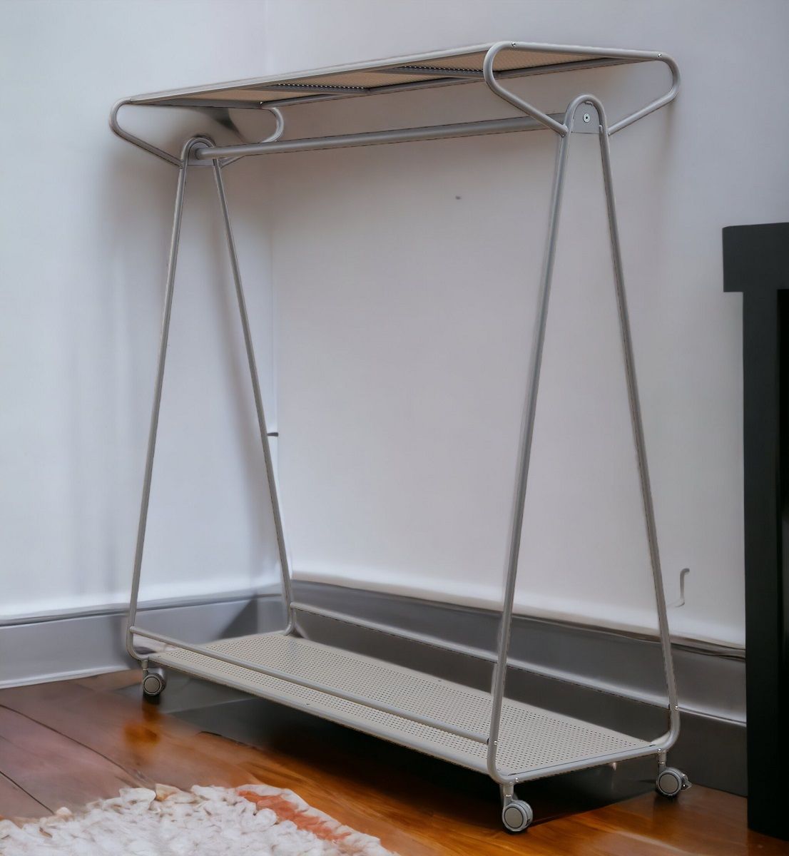 Ellipse Coat hanger on rollers with hat and bags shelf Segis