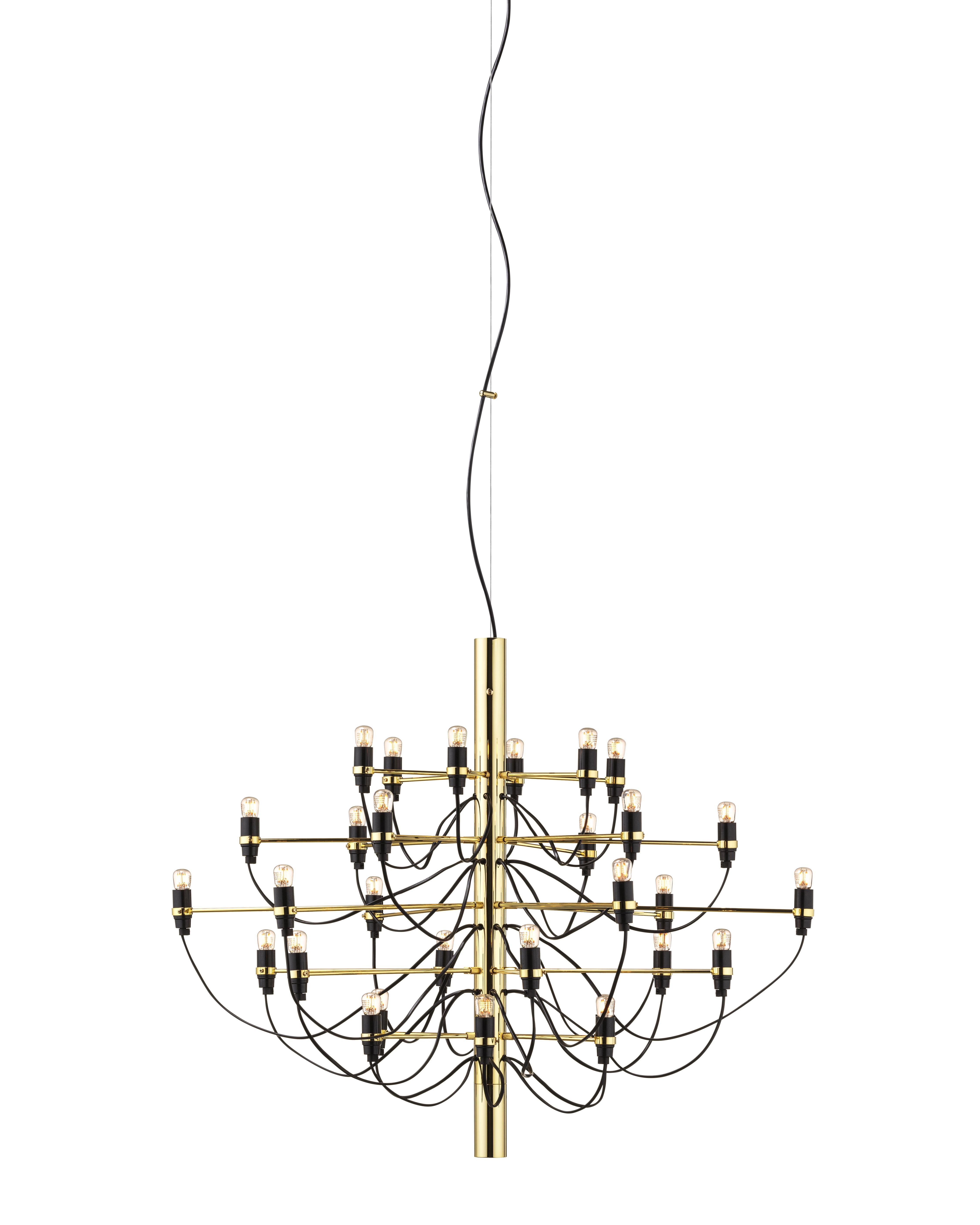 2097/30 LED Chandelier Brass with Clear Bulbs Flos