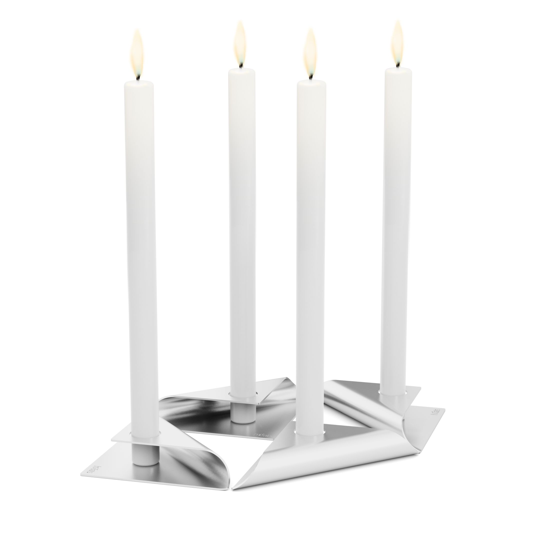 Square Candle candlestick set of 4 silver Höfats SINGLE PIECES