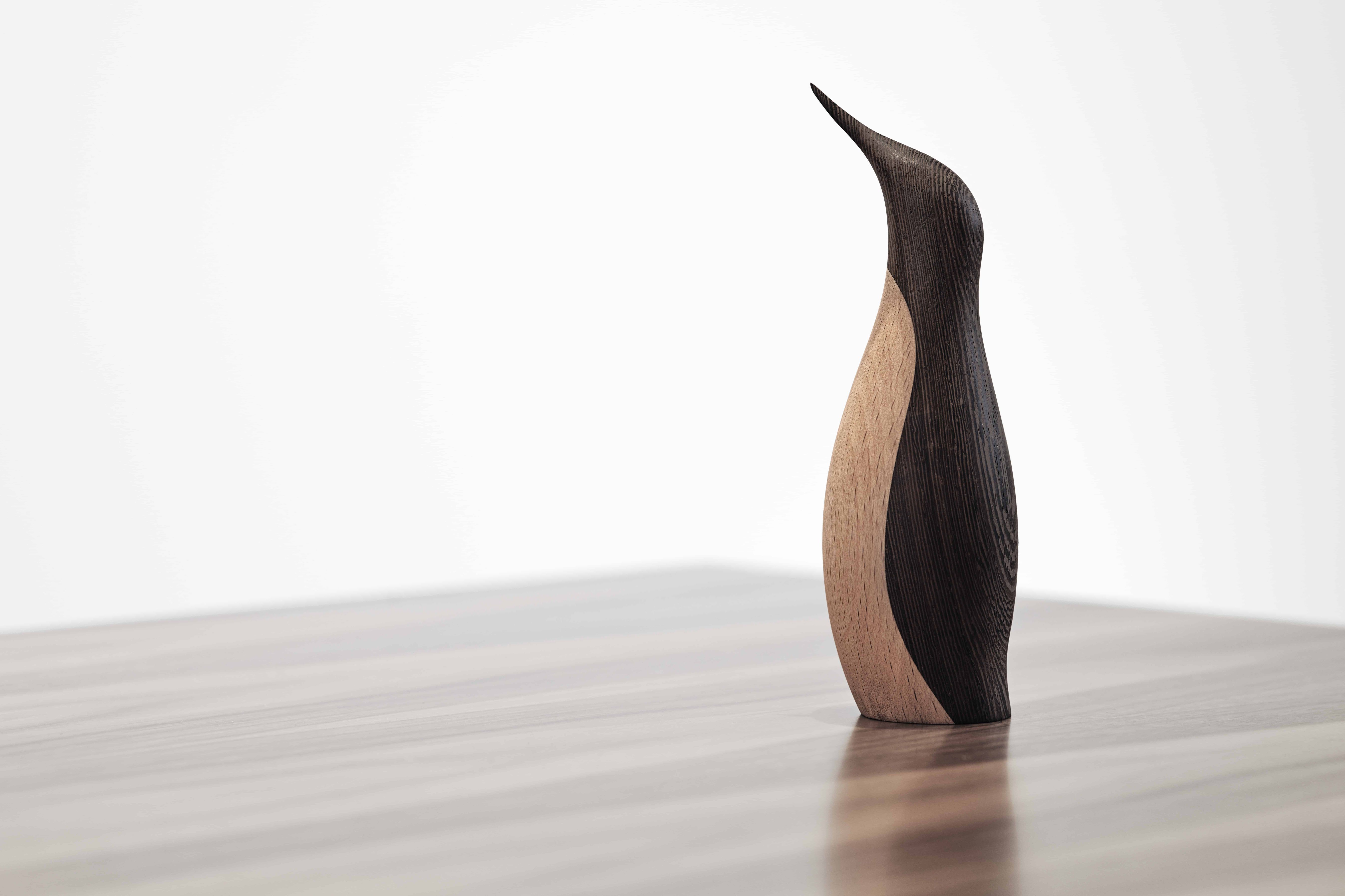 Large penguin wooden figure Architectmade SINGLE PIECE