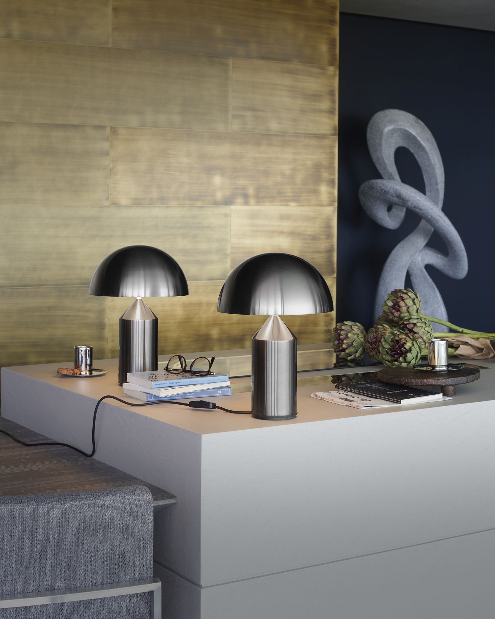 Atollo 238 table lamp nickel Oluce