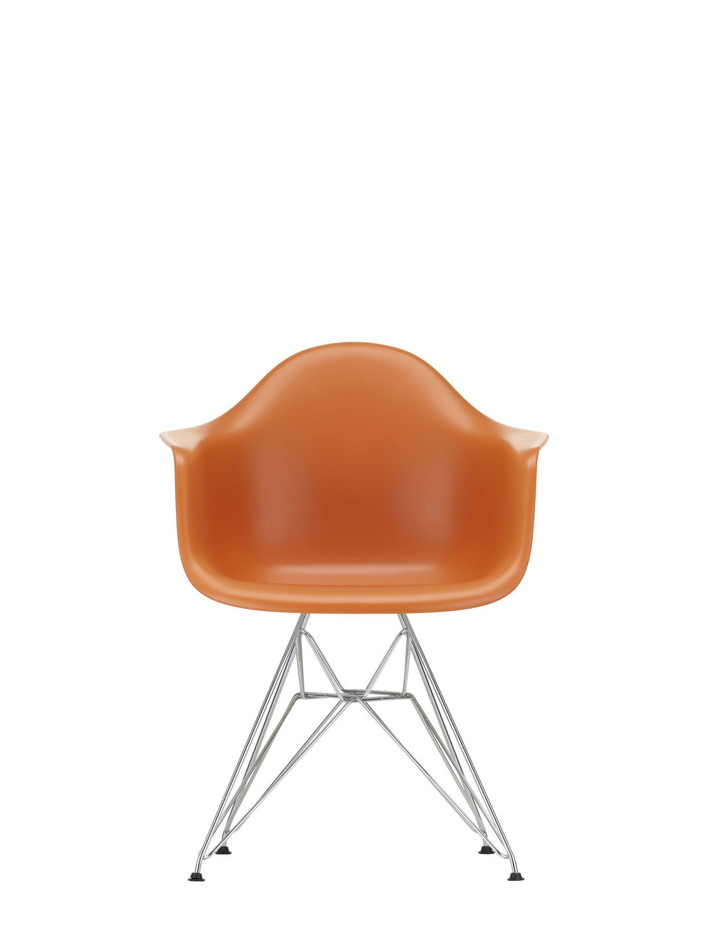 Eames Plastic Arm Chair in Kieselstein mit verchromtem Gestell, moderner Designklassiker Stuhl von Vitra.
