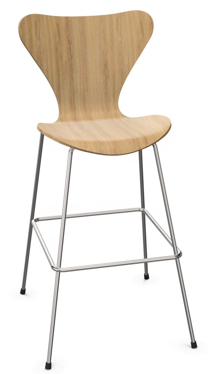 Seven Bar Stool 3197 Unupholstered Pale Pink Frame Graphite Fritz Hansen SINGLE PIECES