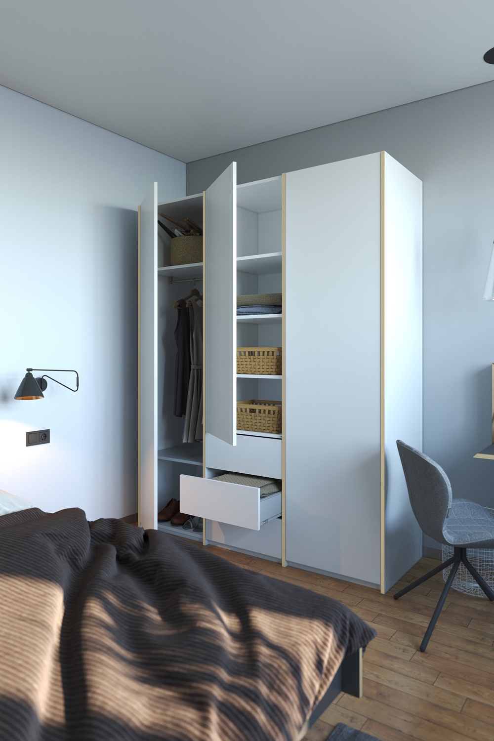 MODULAR PLUS wardrobe combination with 3 drawers Müller Möbelwerkstätten