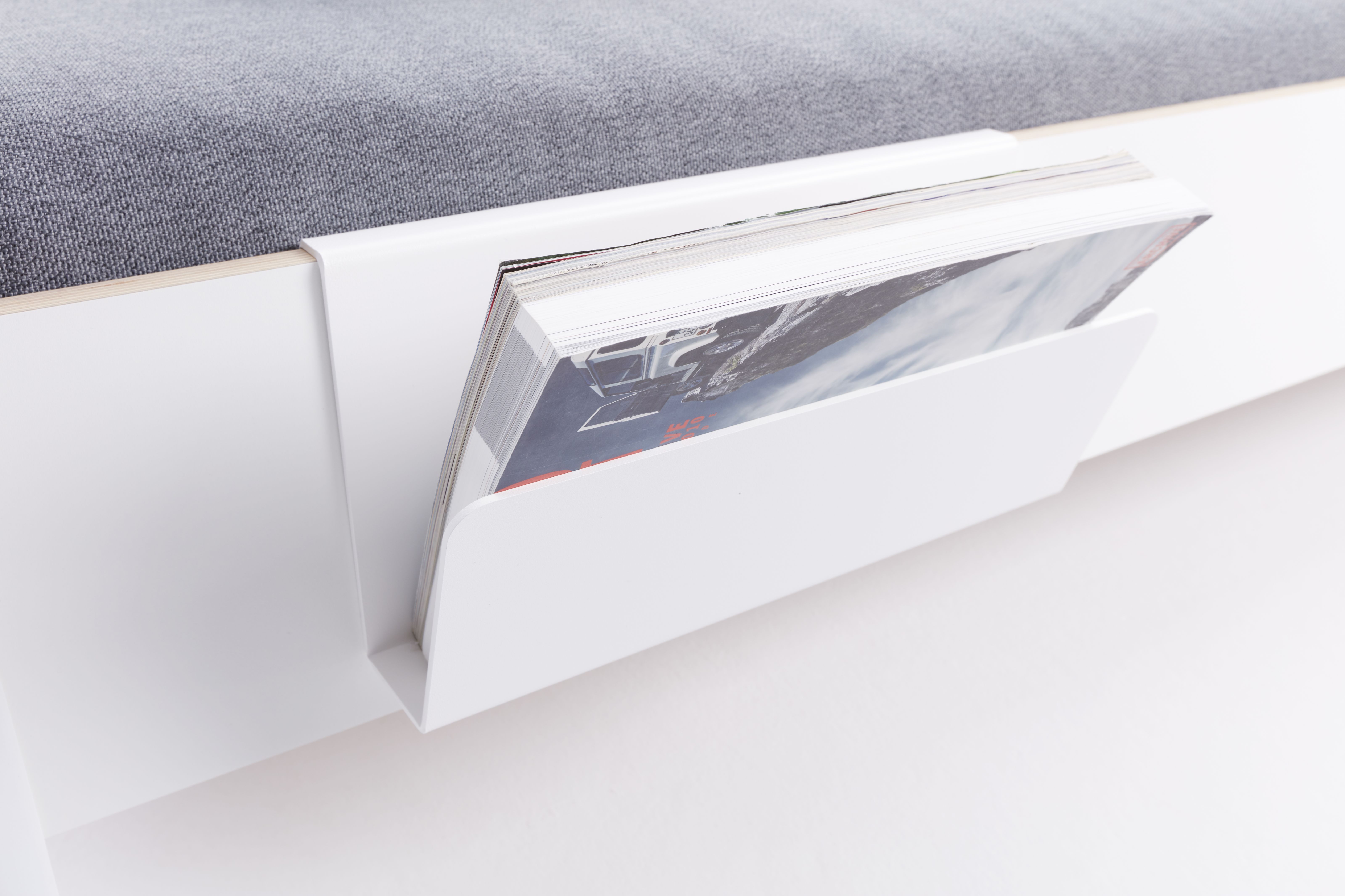 Magazine rack white for Flai Bed Müller Möbelwerkstätten 