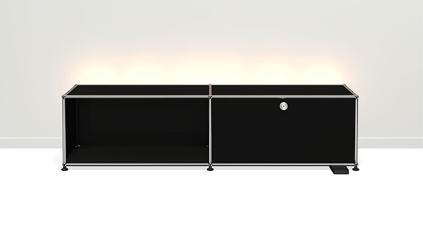 E Sideboard TV Hi Fi furniture dimmable light graphite black USM Haller