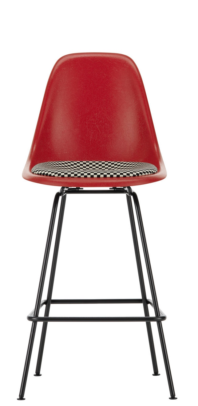 Eames Fibreglass Bar Stool Medium Bar stool with seat cushion Vitra