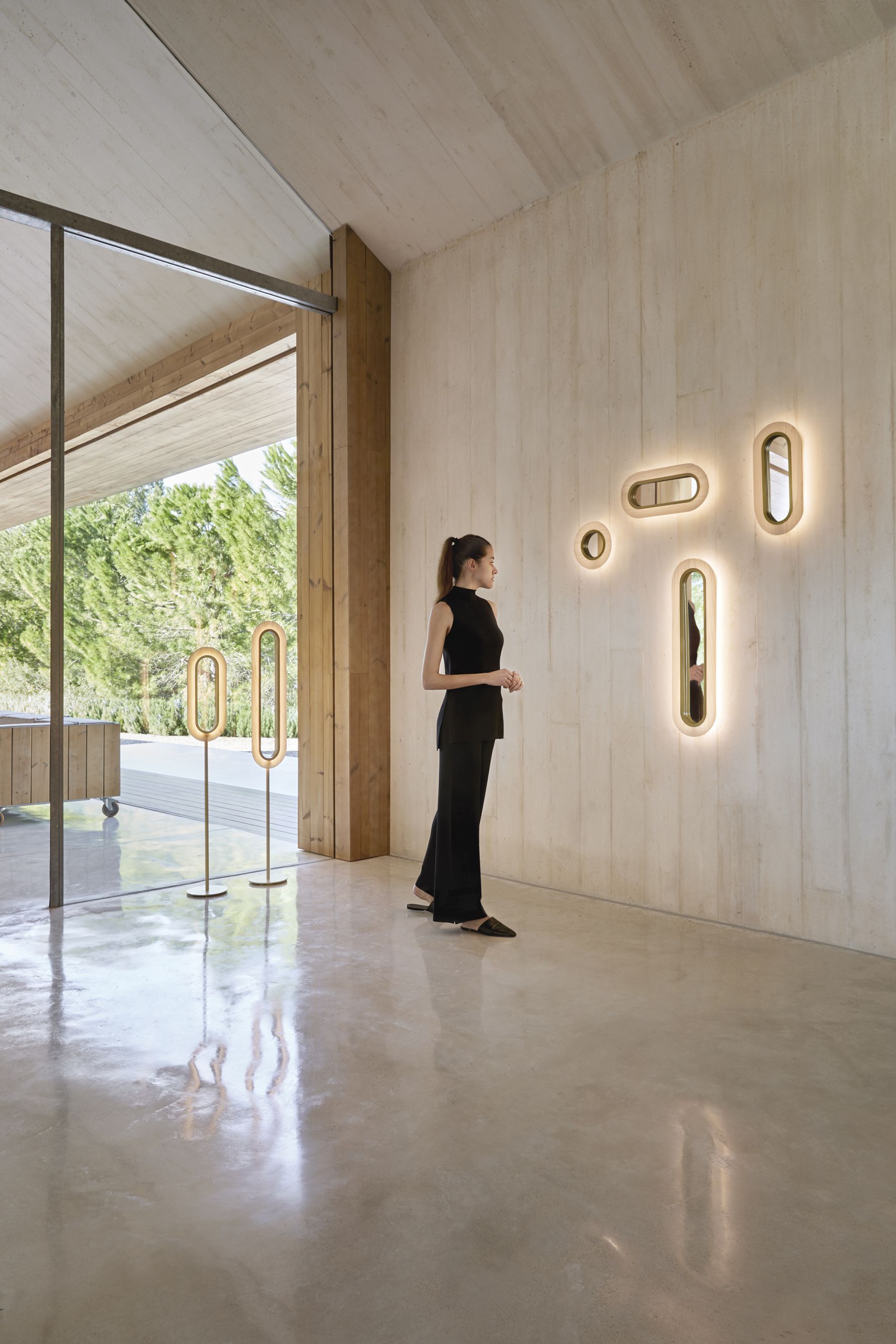Lens LED Wall Light Round Metal Ring in Gold LZF Lamps