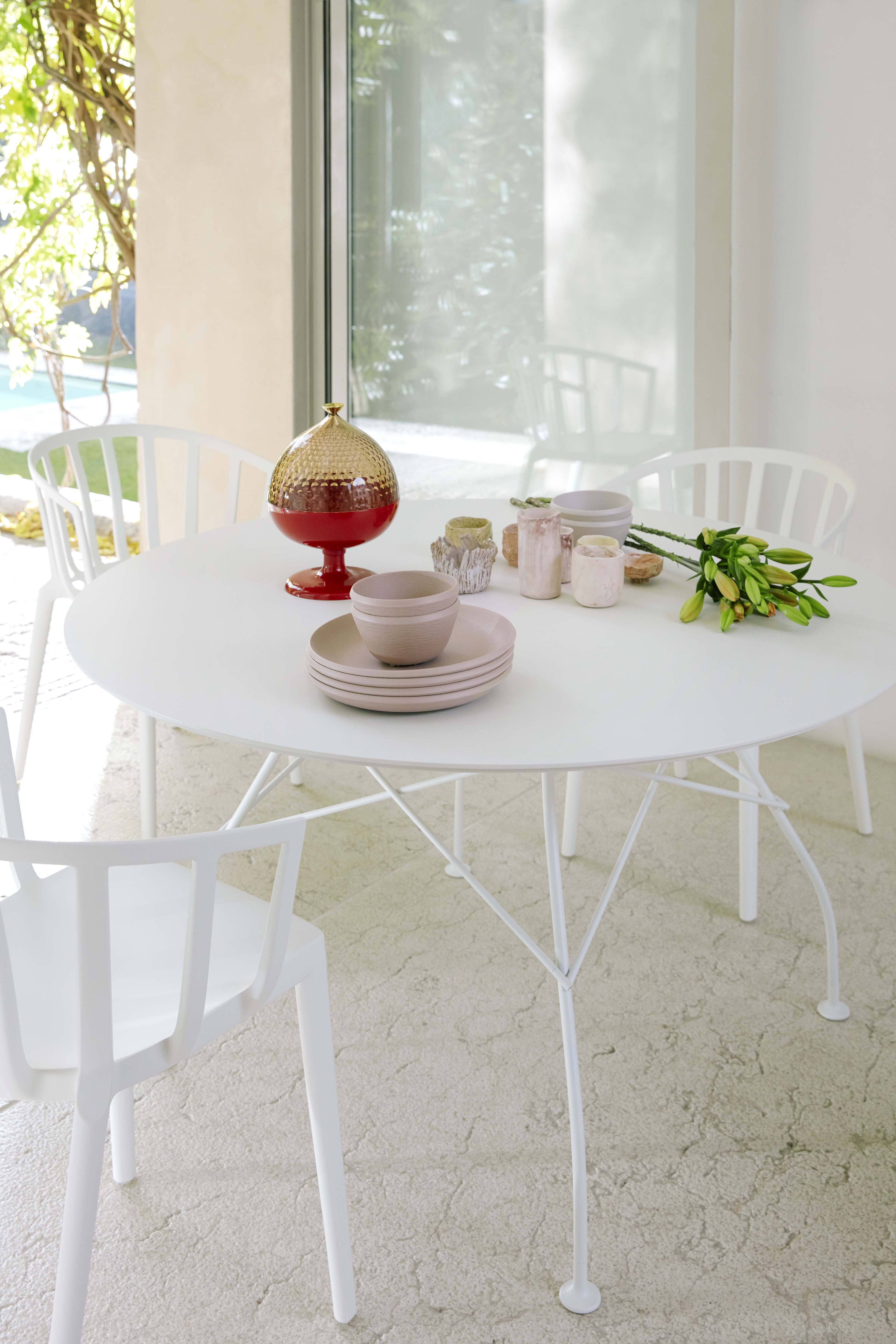 Glossy Table Marbled Stoneware Kartell