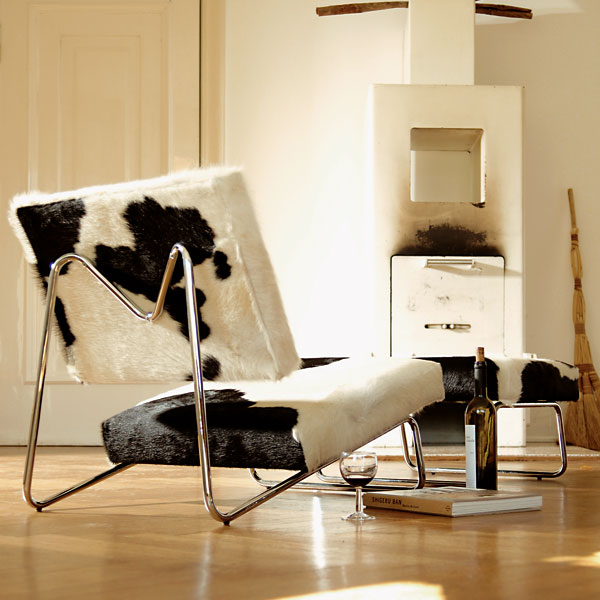 Lounge Chair and stool cowhide Richard Lampert