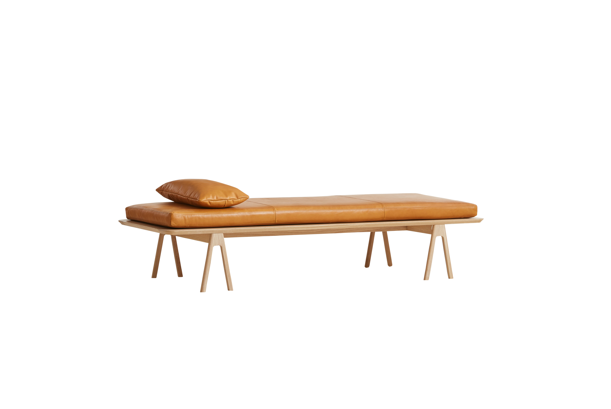 Level Daybed Pillow Sofa Cushions Cognac Leather Woud