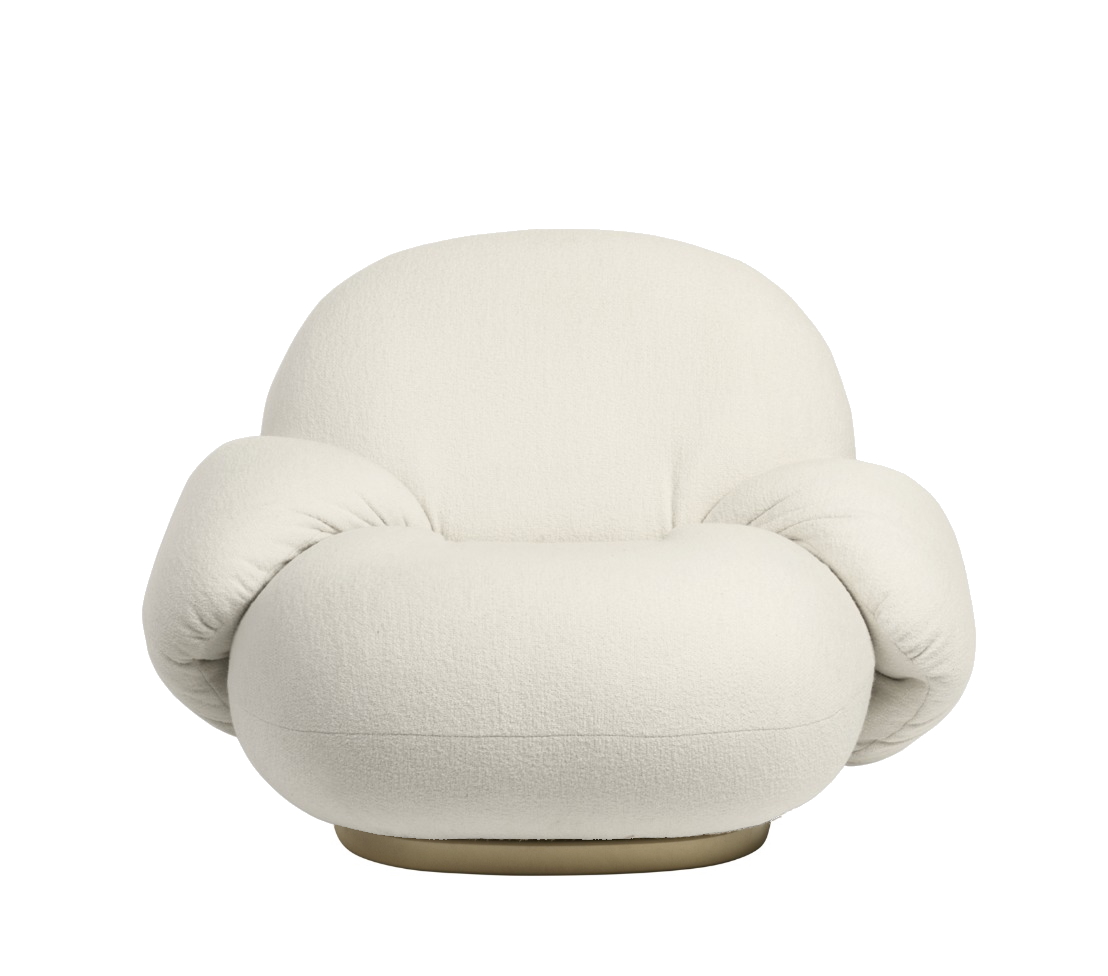 Pacha Lounge Chair Armchair Harp 24 Ivory / Pearl gold Without swivel base Gubi