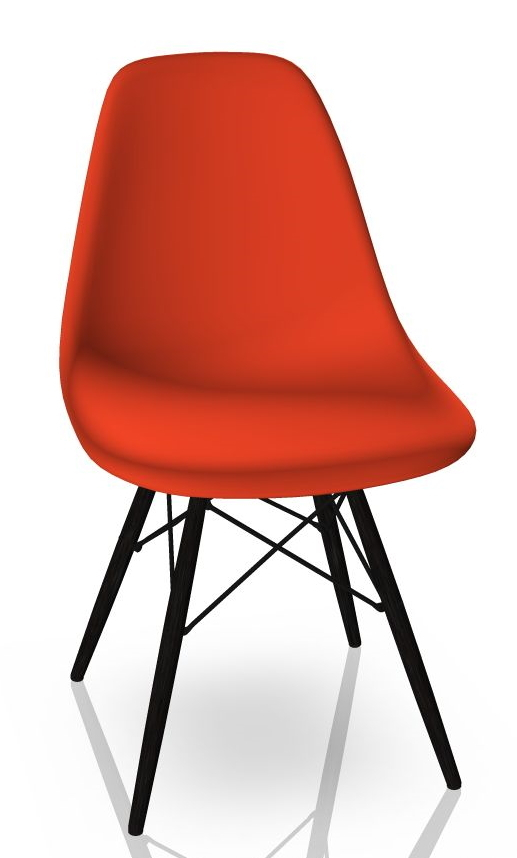 Eames Plastic Side Chair DSW Chair Vitra Maple black - poppy red