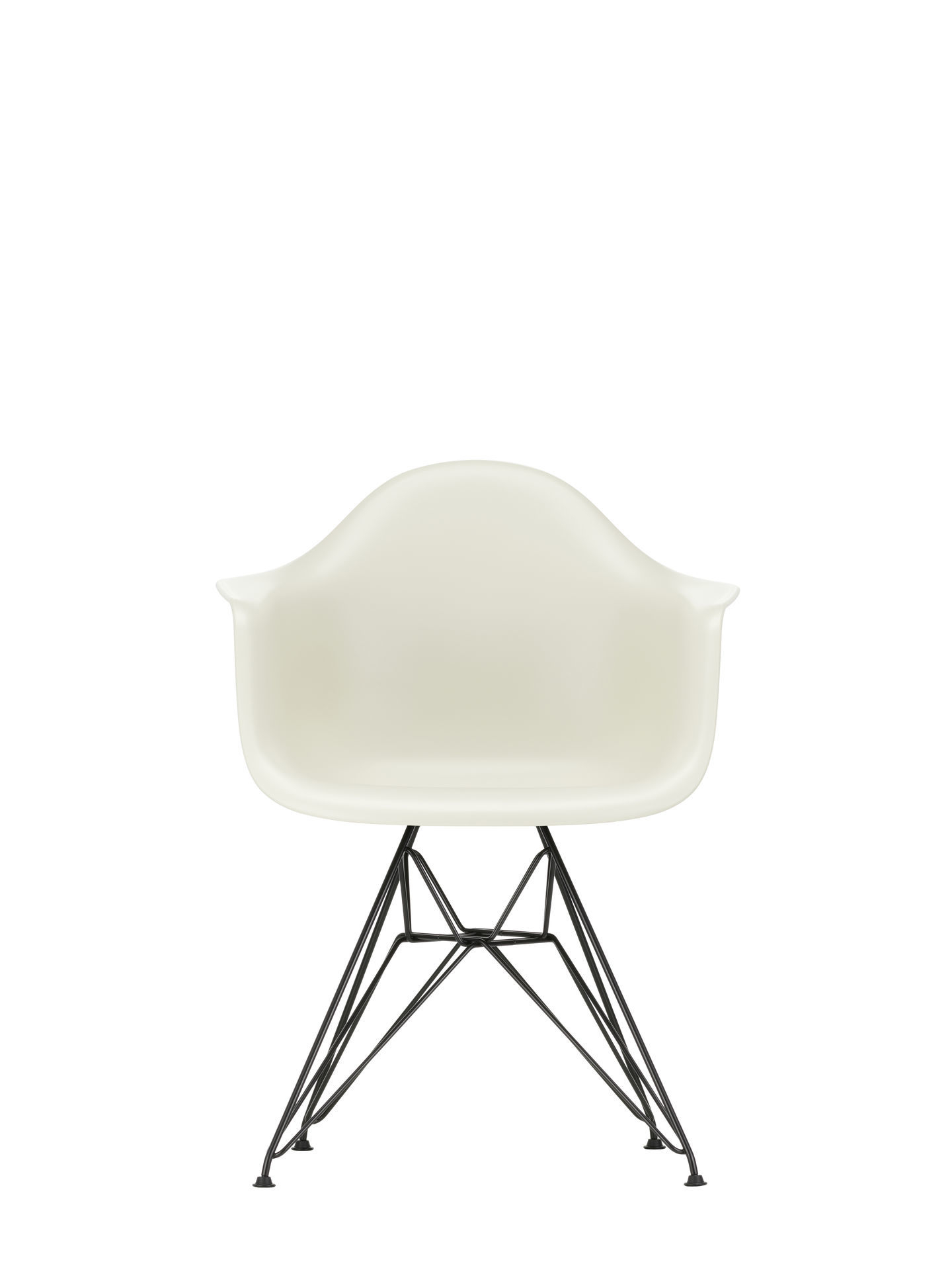 Eames Plastic Arm Chair DAR Stuhl von Vitra in Kieselstein mit verchromtem Gestell.