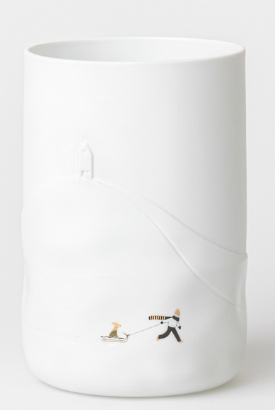 Snow day vase dog sled wheels