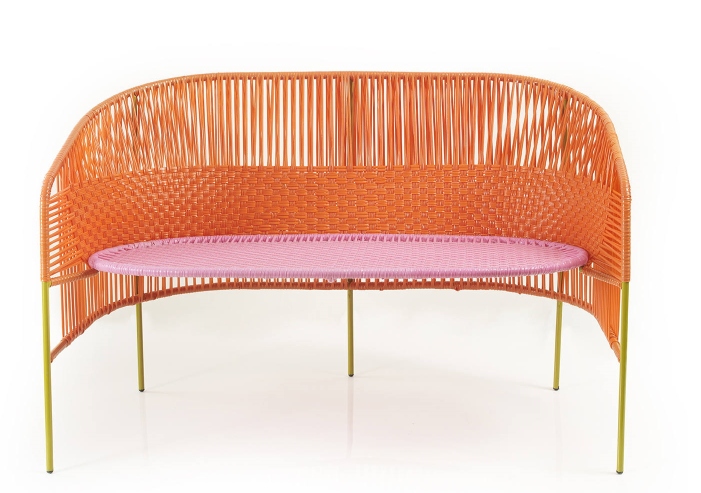 Caribe 2-seater bench outdoor ames Orange / Bubblegum Pink / Curry Yellow